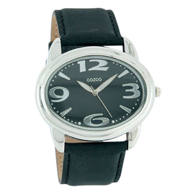 Oozoo C4229 Unisex Black Round Leather Strap Watch