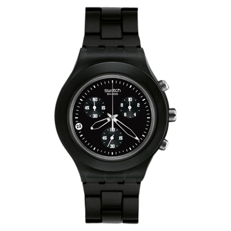 Swatch SVCF400 Unisex Smokey Black Chronograph Aluninum Bracelet Watch