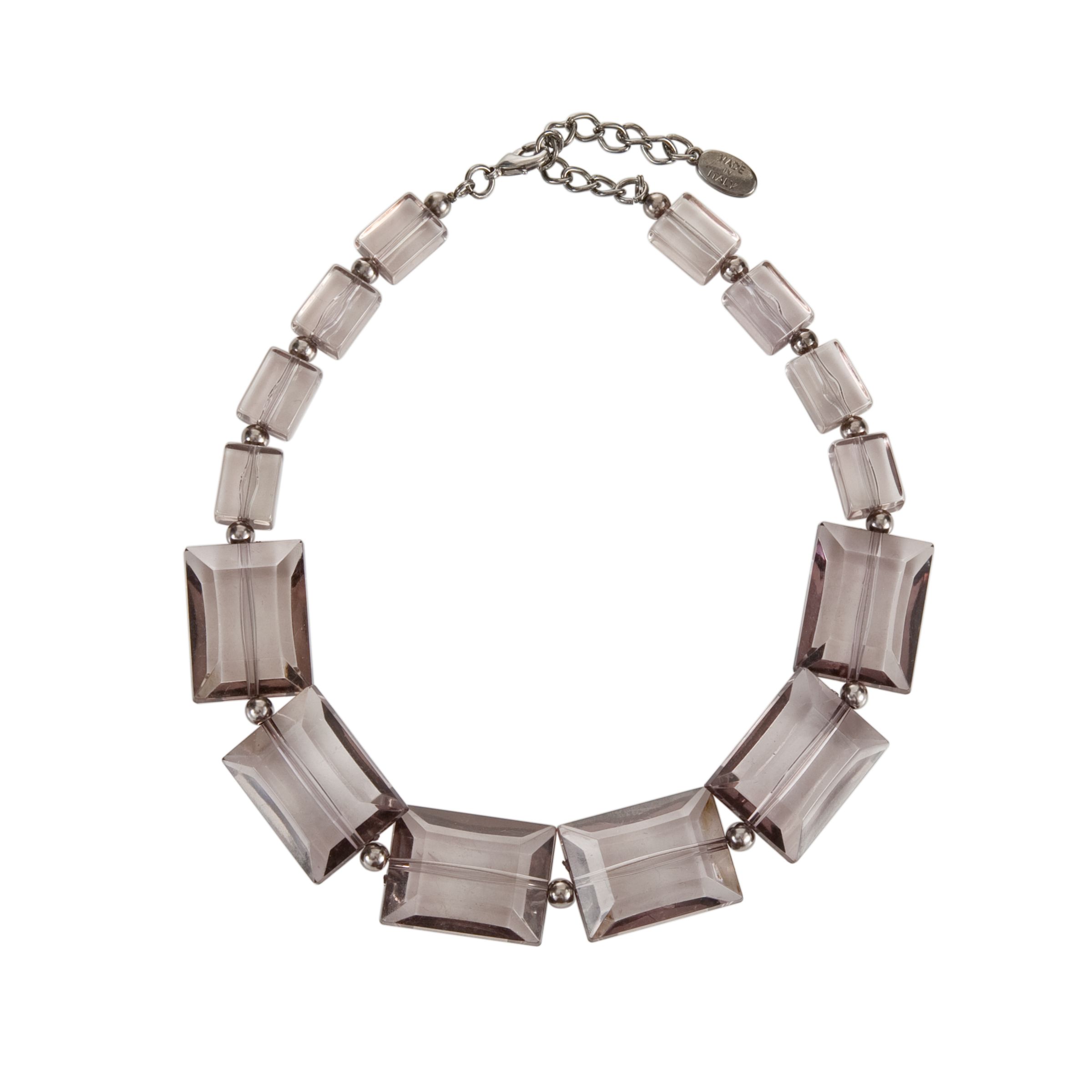 COLLECTION, John Lewis Women Square Facetted Bead Necklace, Smoky Grey