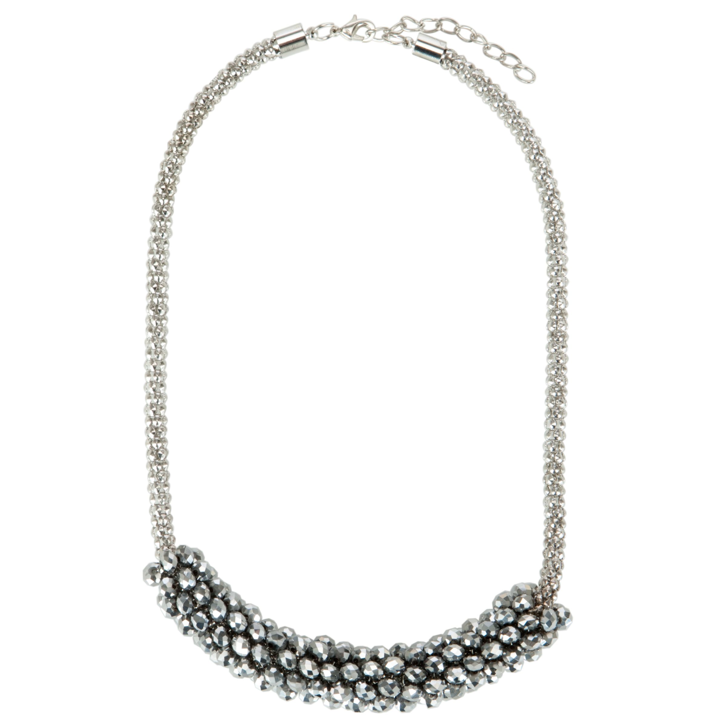 John Lewis Beaded Cluster Short Necklace, Silver