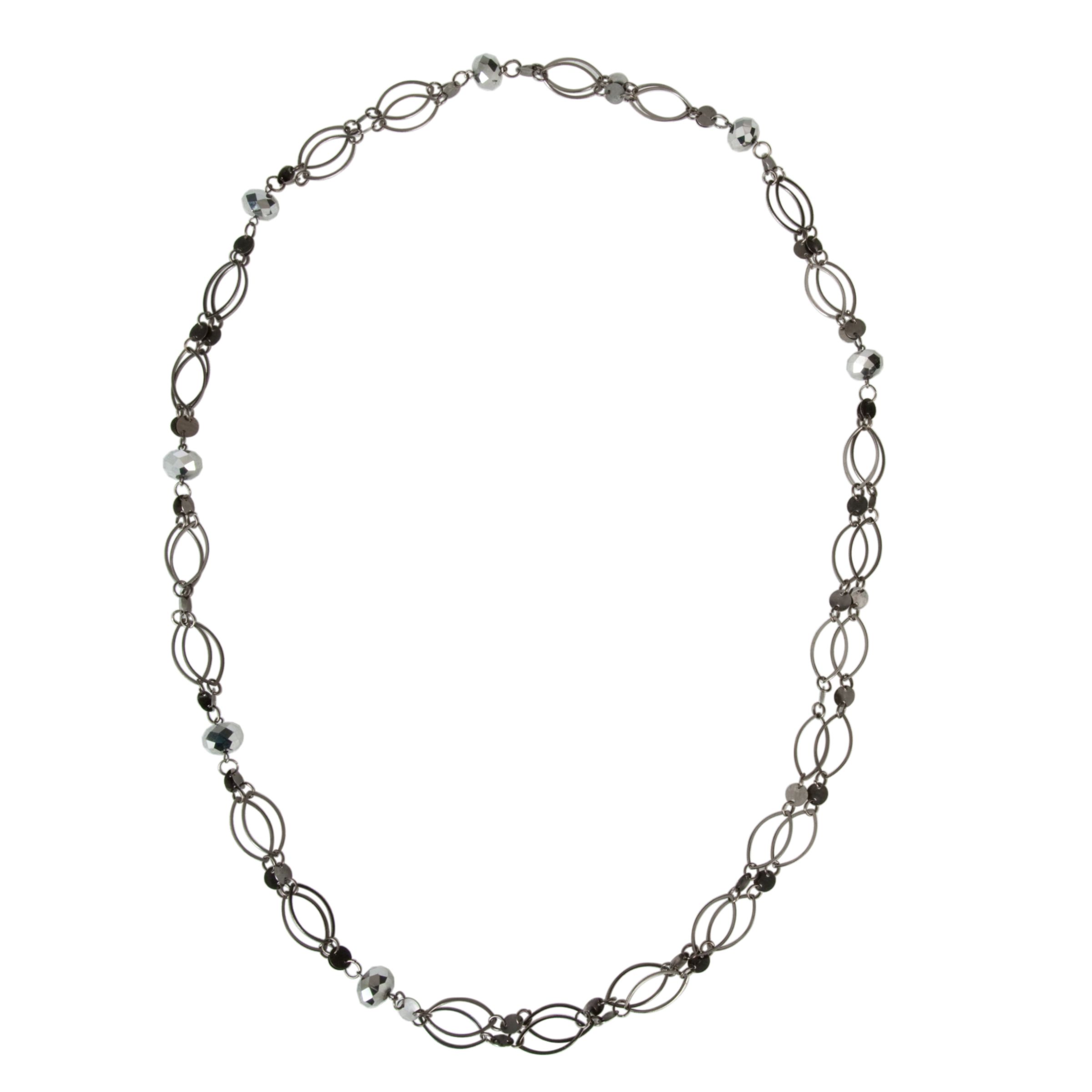 John Lewis Women Hoop Long Necklace, Gunmetal