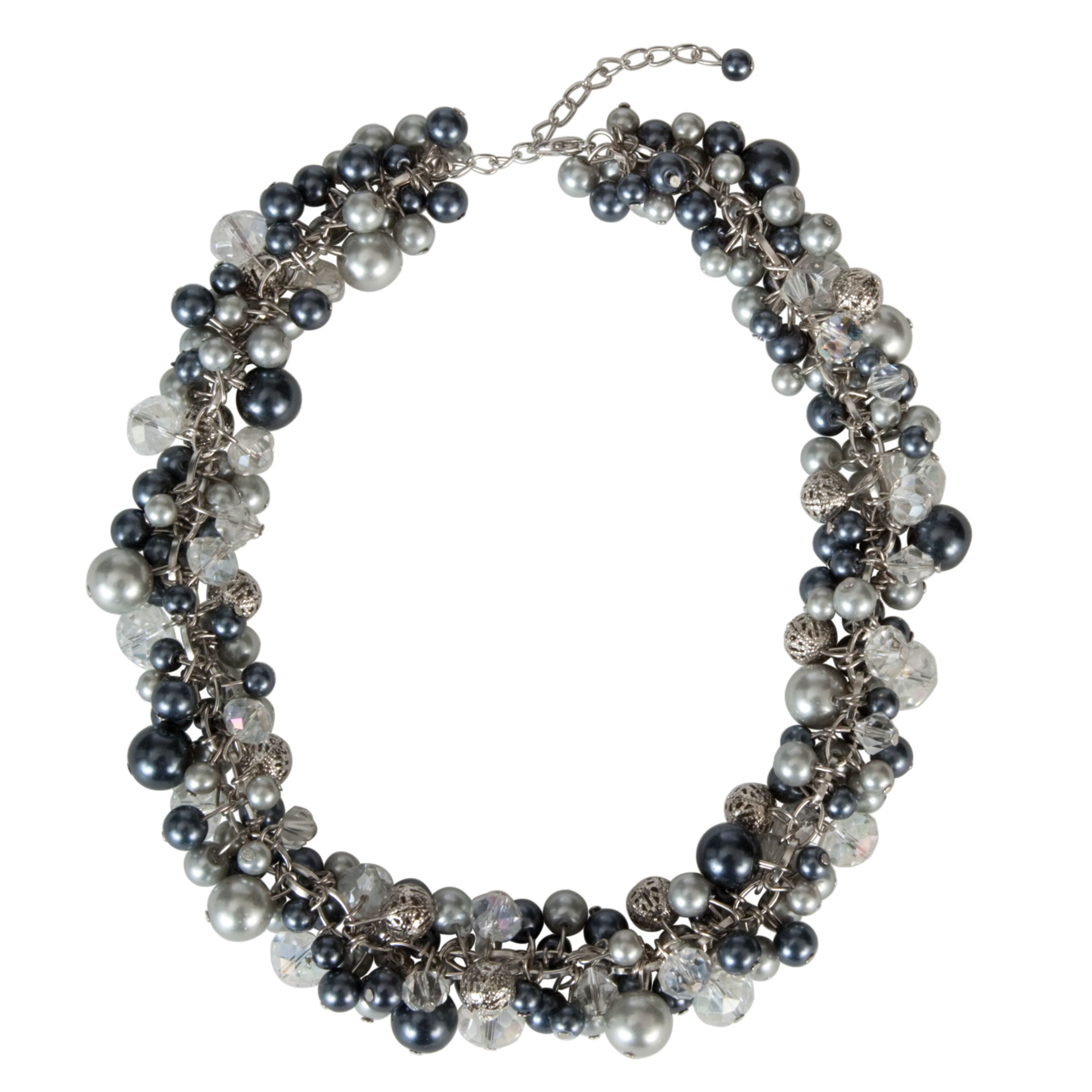 John Lewis Women Pearl Cluster Necklace, Grey