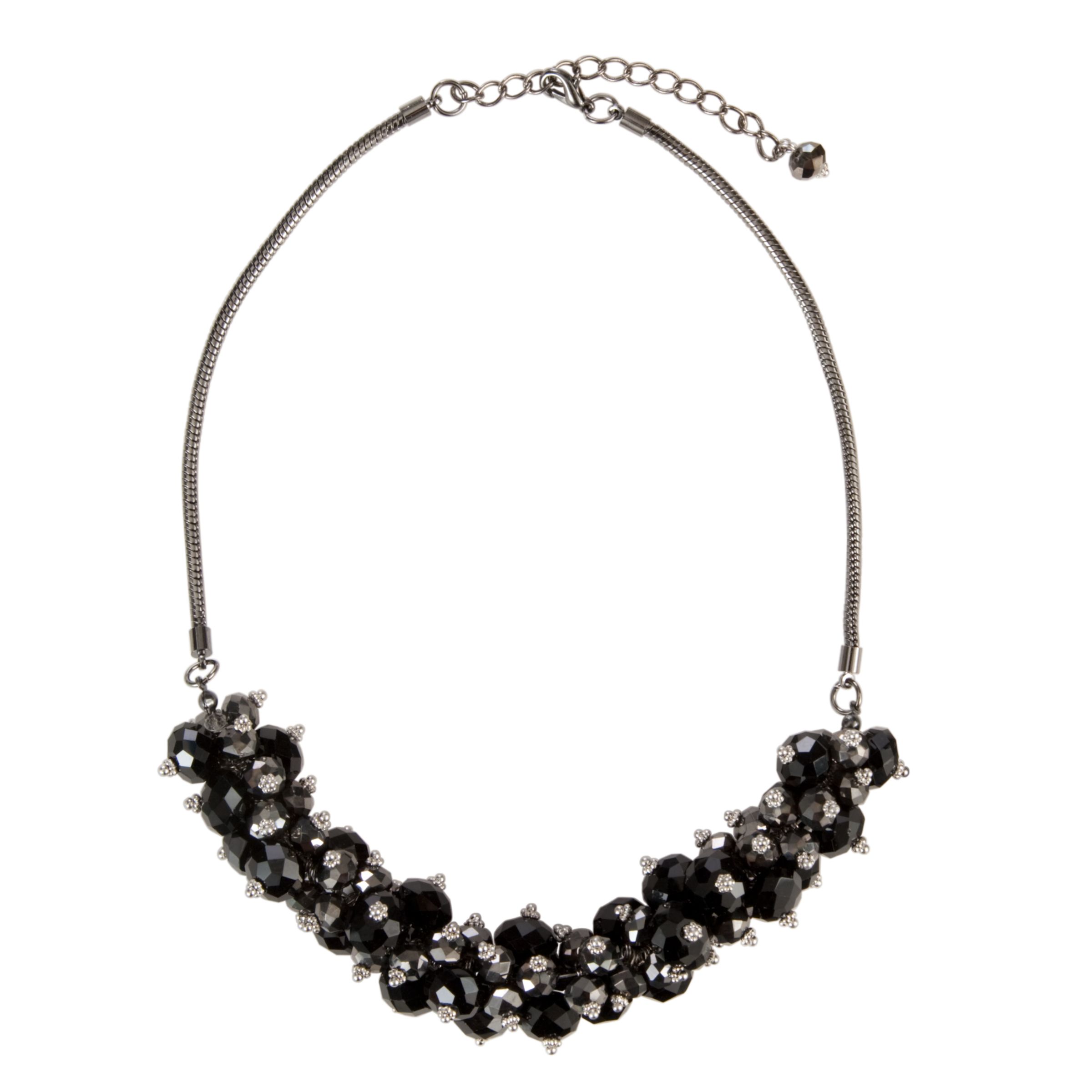 John Lewis Women Jet Bead Cluster Necklace, Black