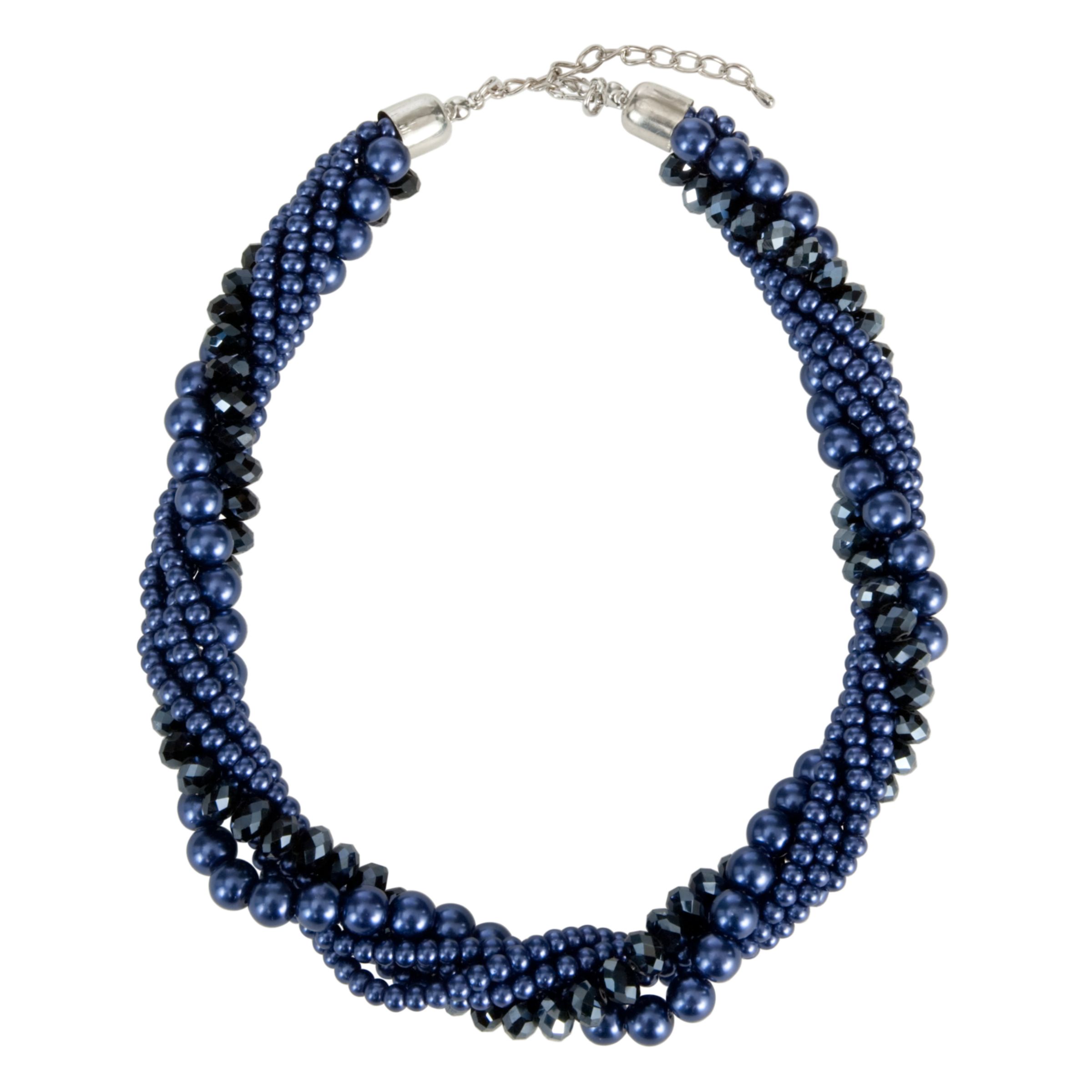 John Lewis Women Pearl Twist Necklace, Navy