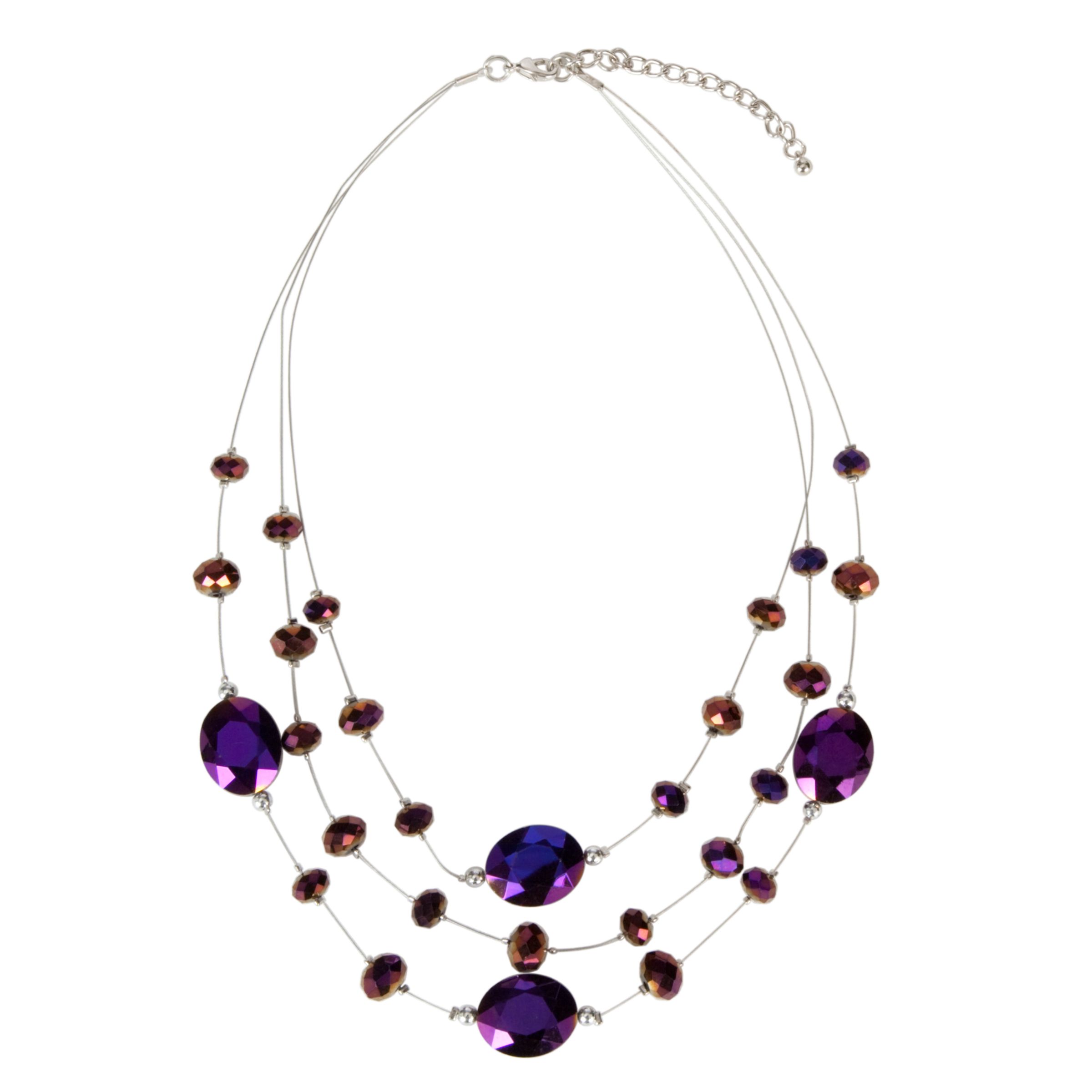 John Lewis Women Beaded Illusion Necklace, Purple