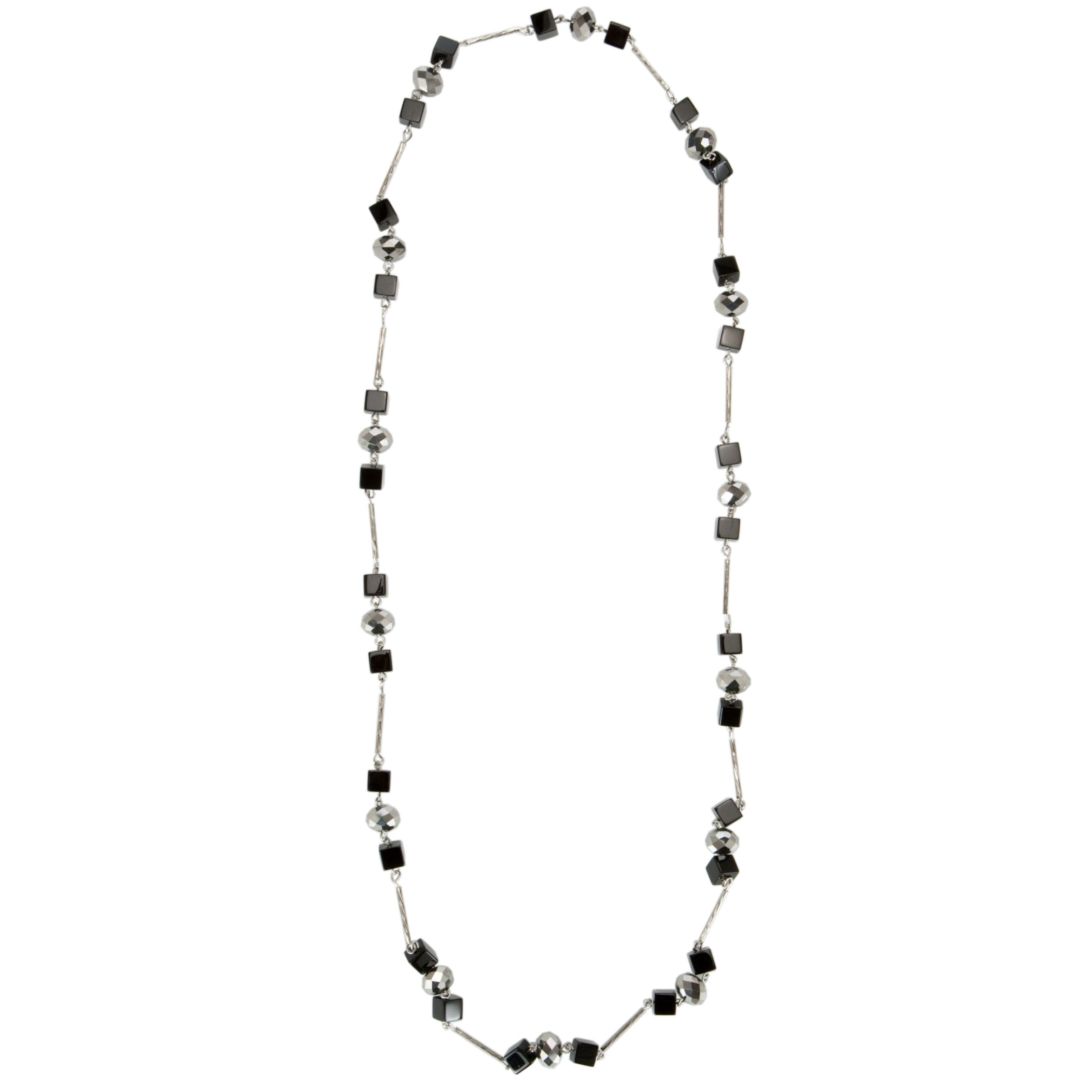 John Lewis Women Cabaret Sparkle Long Necklace, Black/Silver