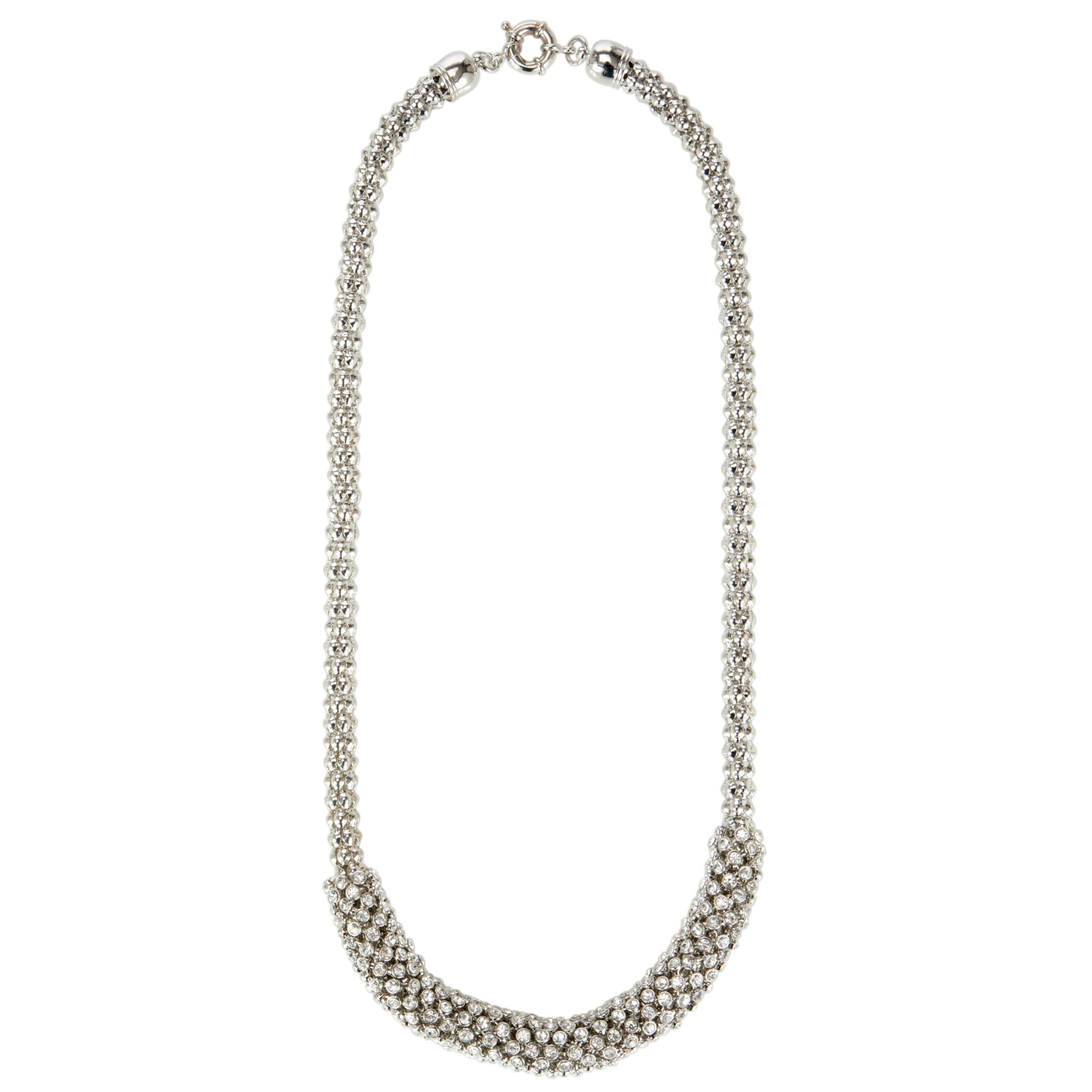 John Lewis Snake Chain Diamante Large Necklace, Silver