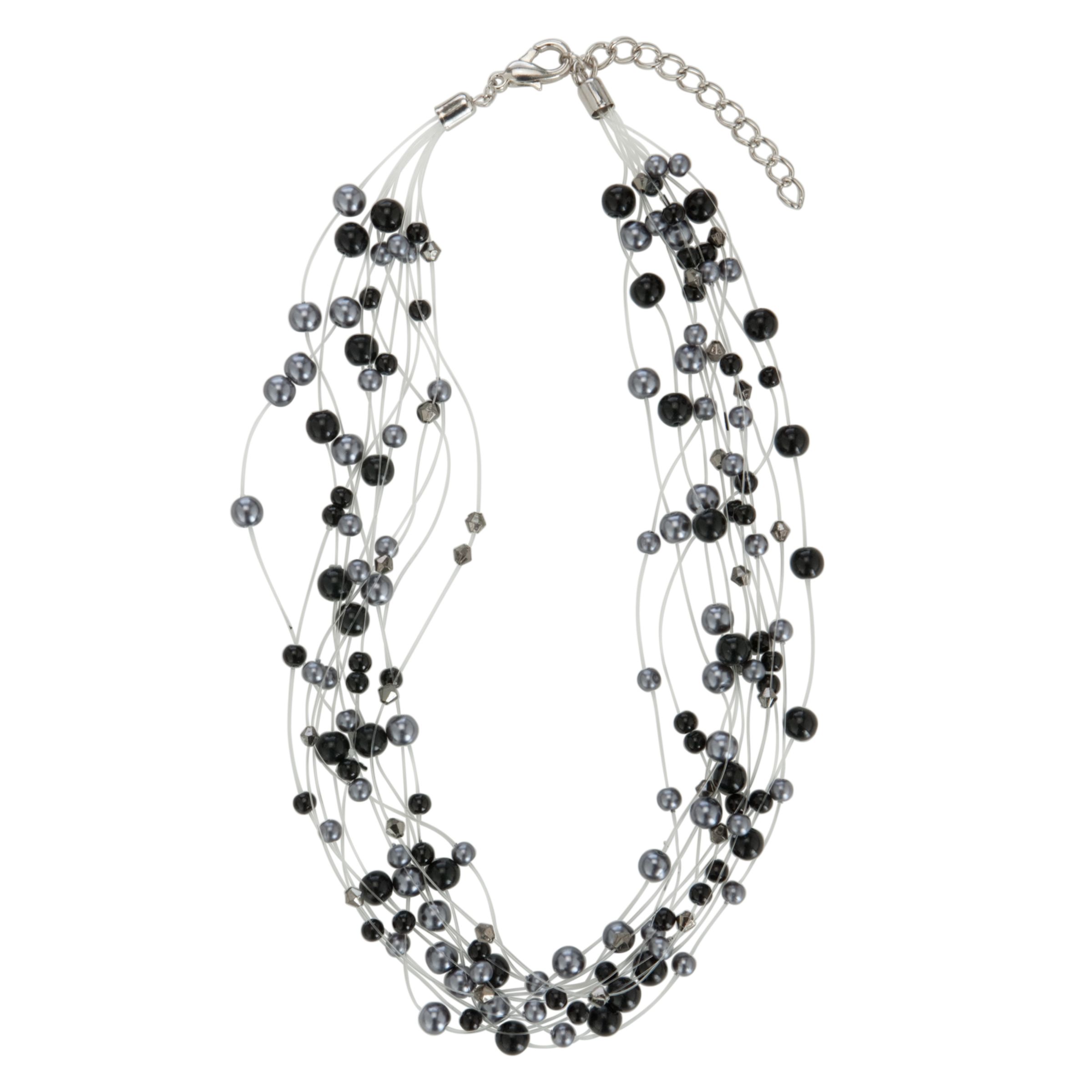 John Lewis Women Illusion Hermatite Pearls Necklace, Black