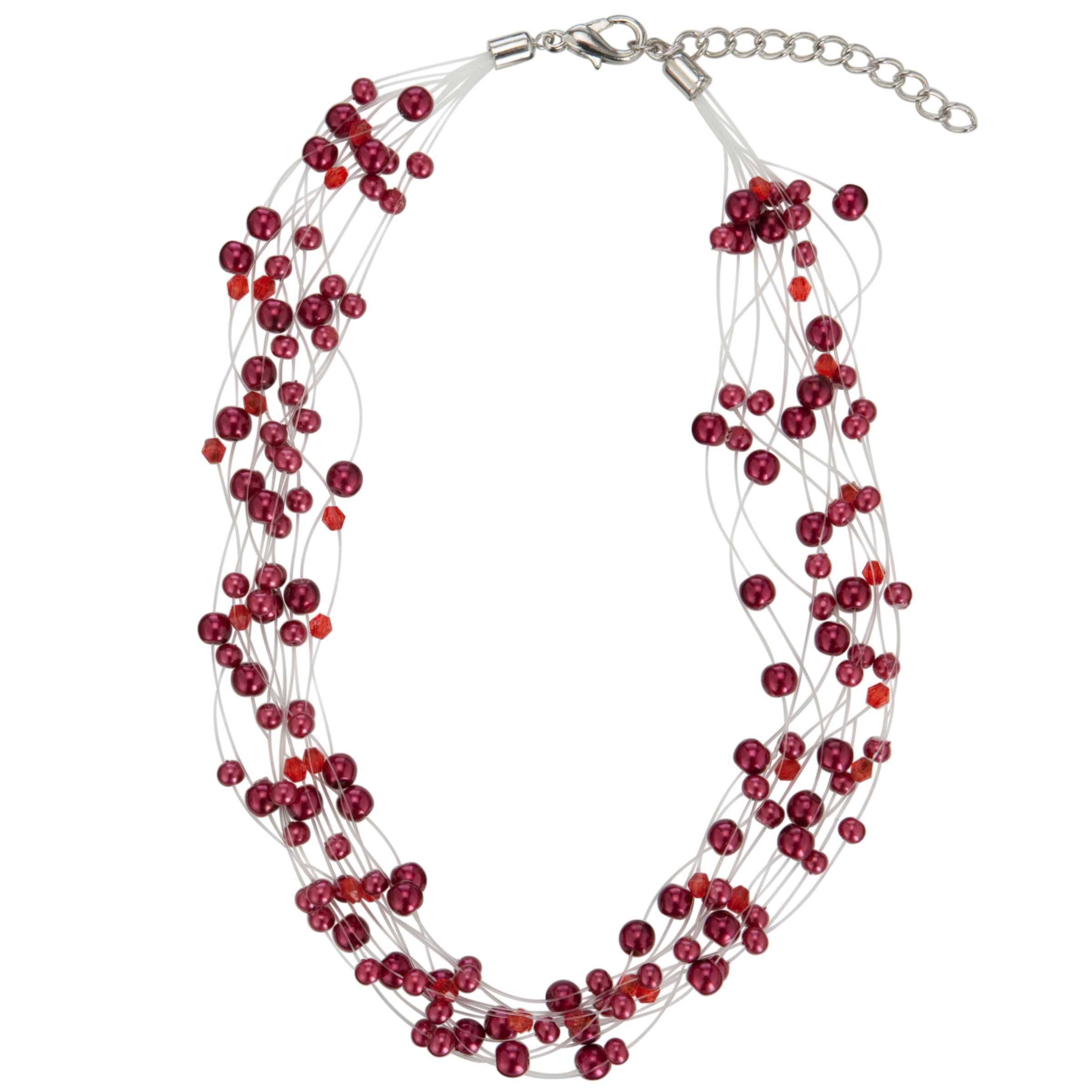 John Lewis Women Illusion Pearl Necklace, Red