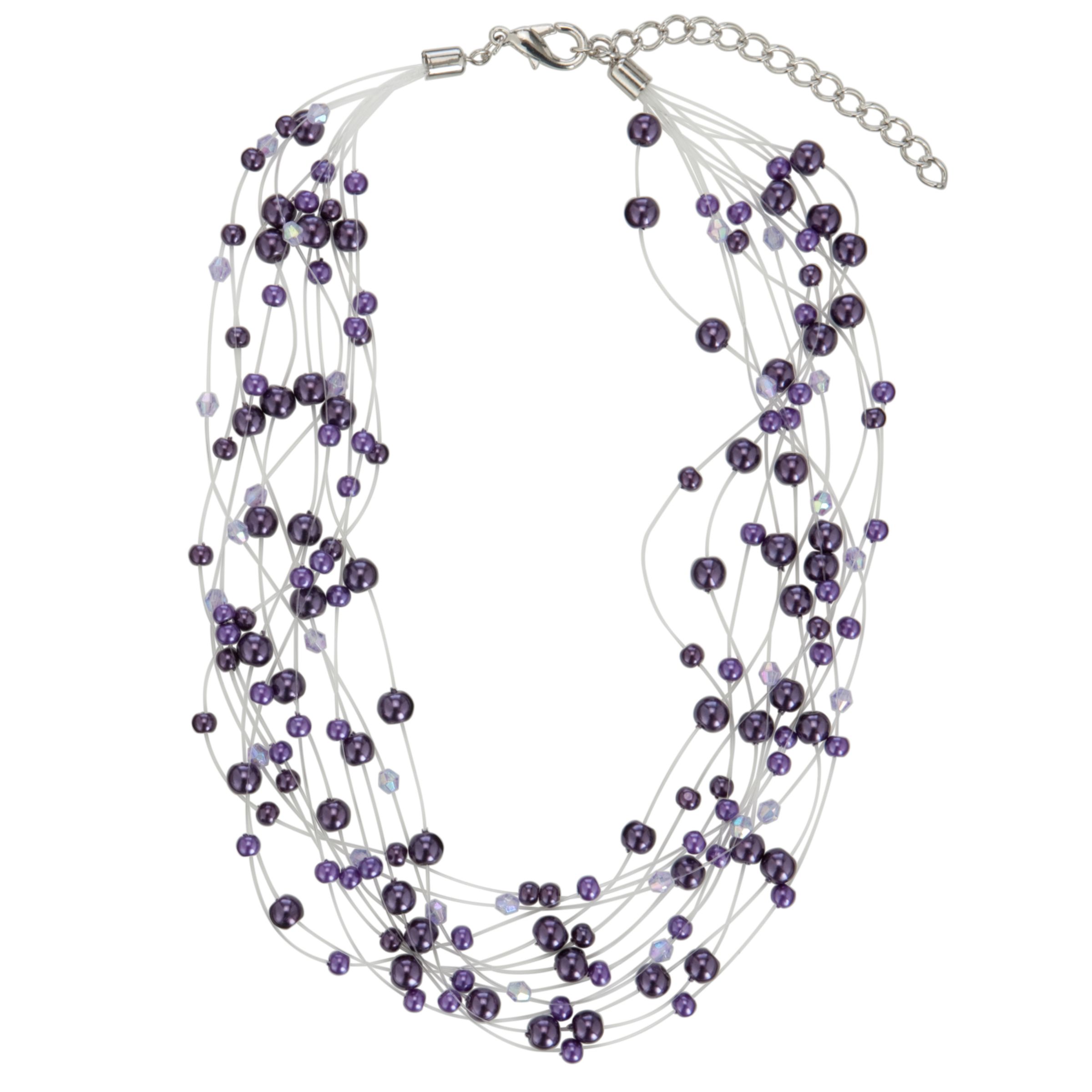 John Lewis Women Illusion Pearl Necklace, Purple