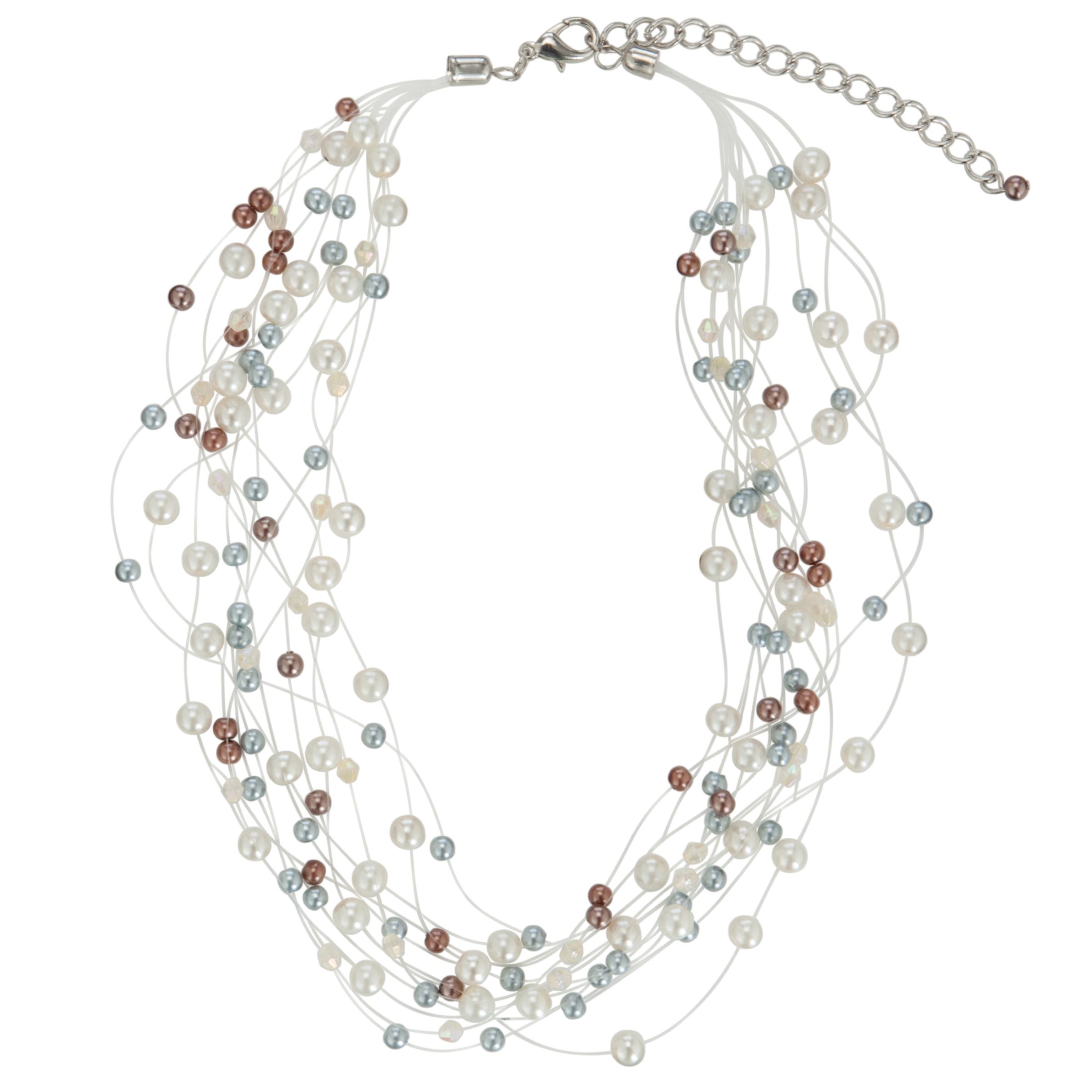 John Lewis Women Illusion Hermatite Pearls Necklace, Vanilla