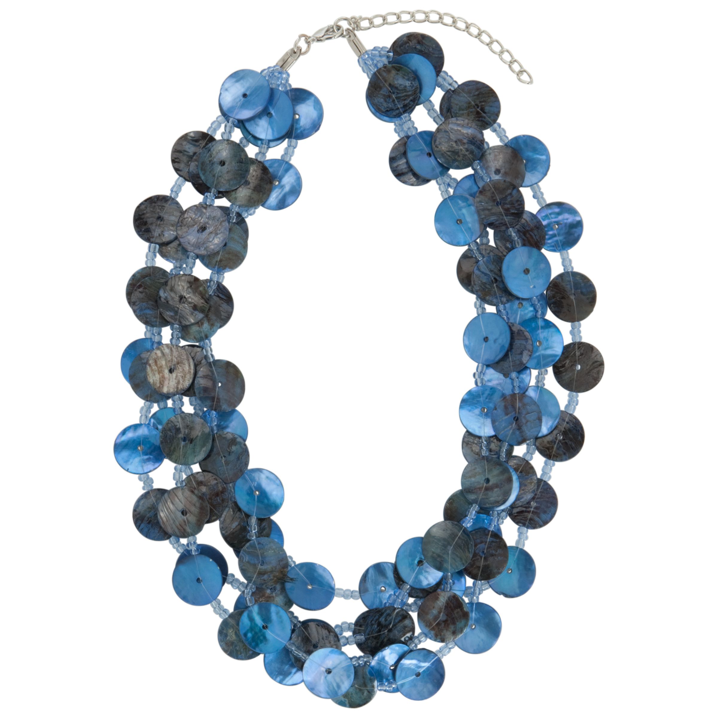 John Lewis Women Five Row Button Necklace, Blue