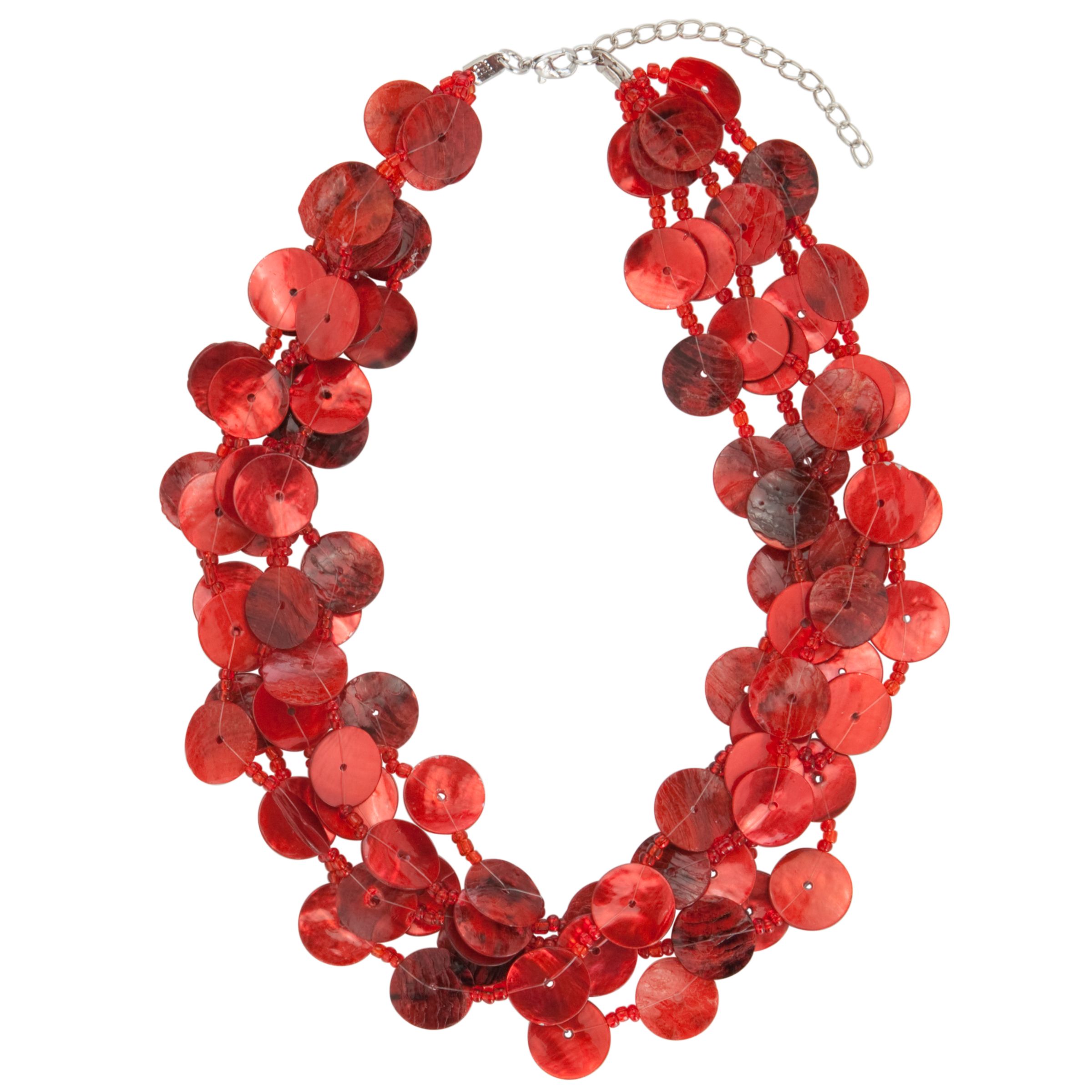 John Lewis Women Five Row Button Necklace, Red