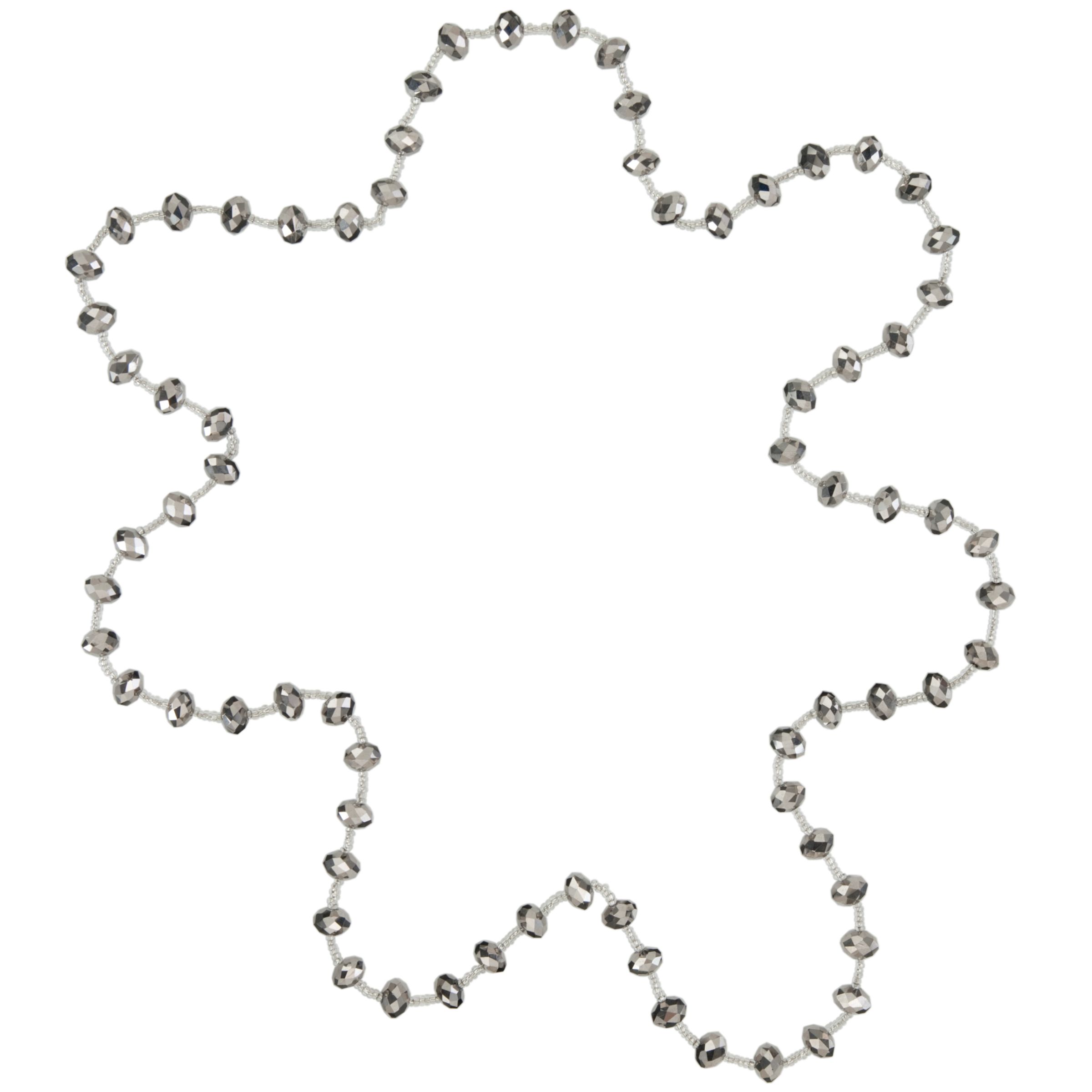 John Lewis Core Silver Beaded Long Necklace