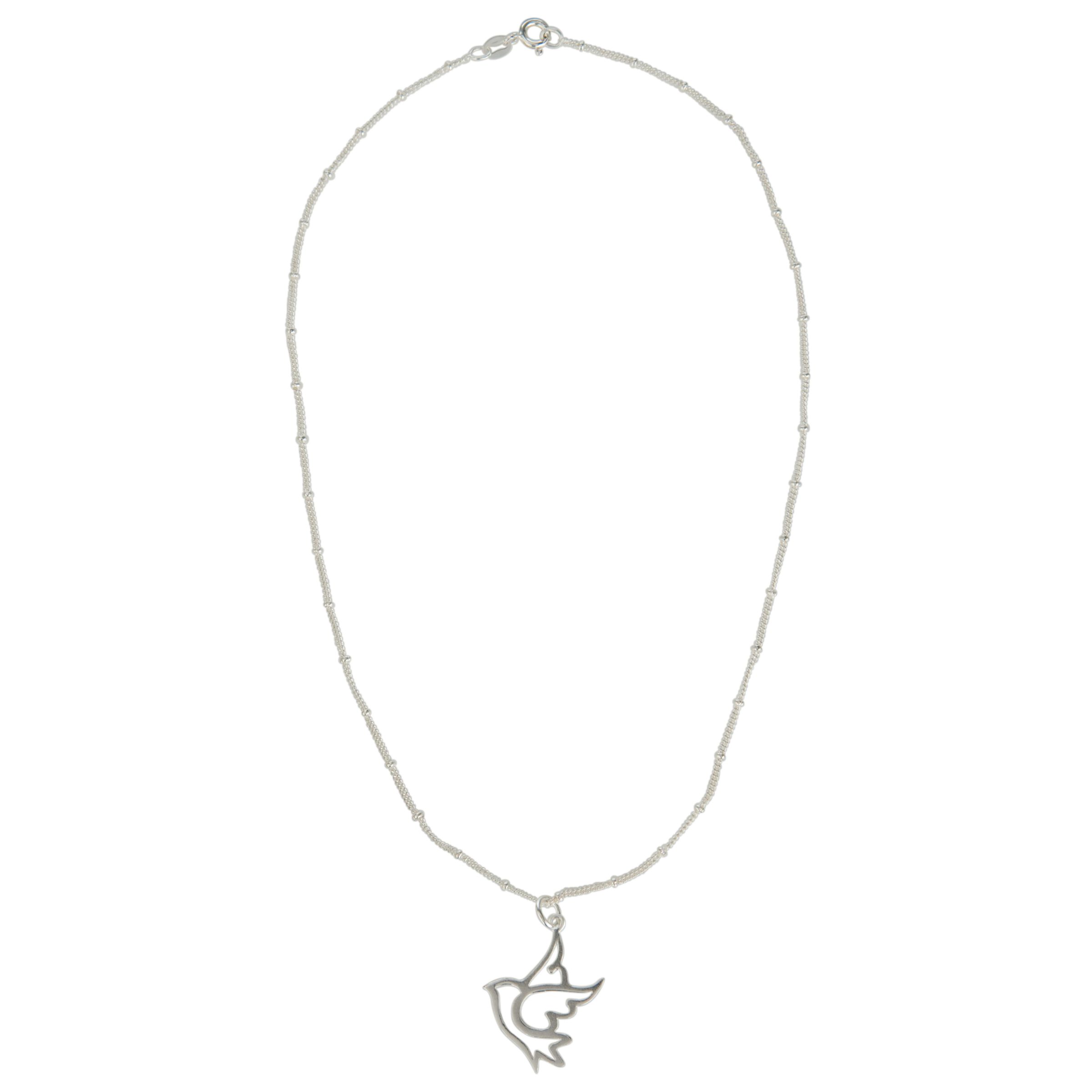 Martick Dove Pendant Necklace, Silver