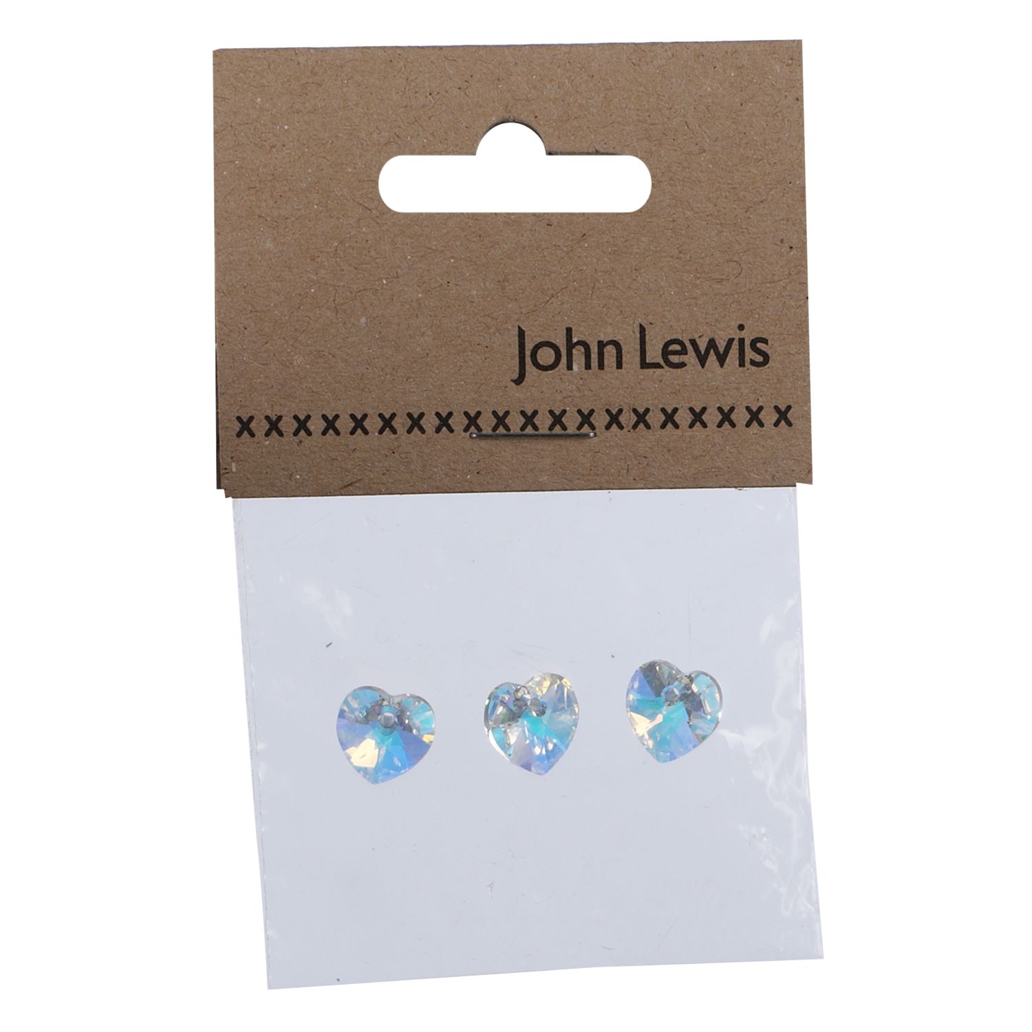 John Lewis Swarovski 10mm Heart Crystals, Pack of 3, Crystal AB