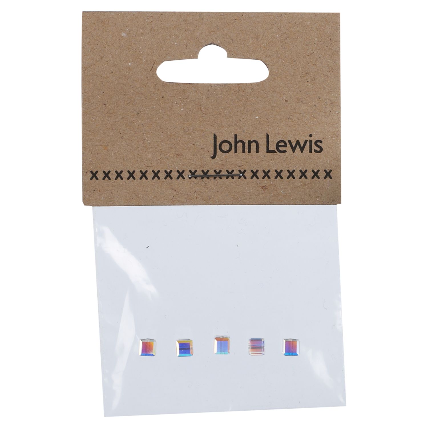 John Lewis Swarovski 4mm Crystal AB Cubes, Pack of 5, Multi