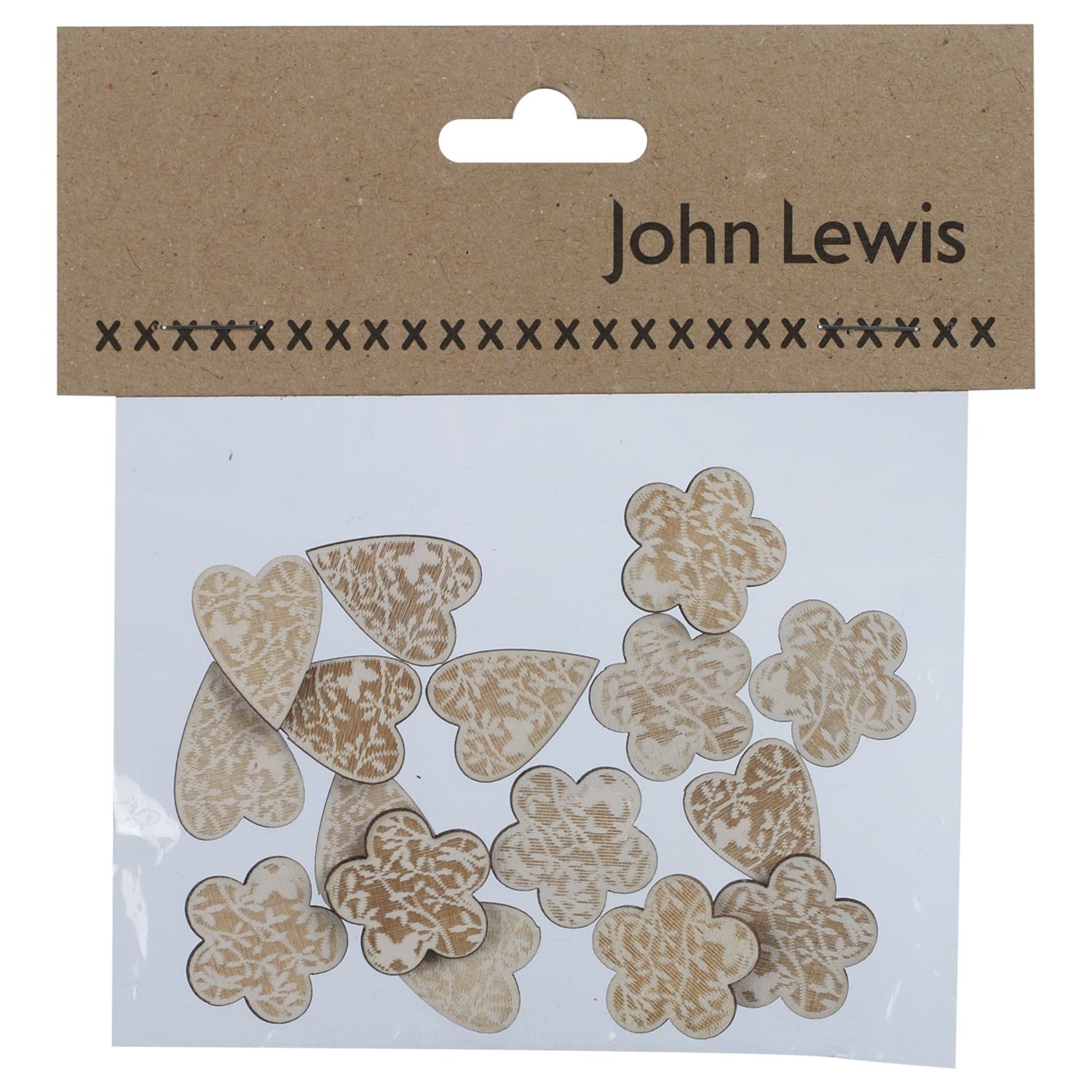 John Lewis Mini Wood Hearts And Flowers