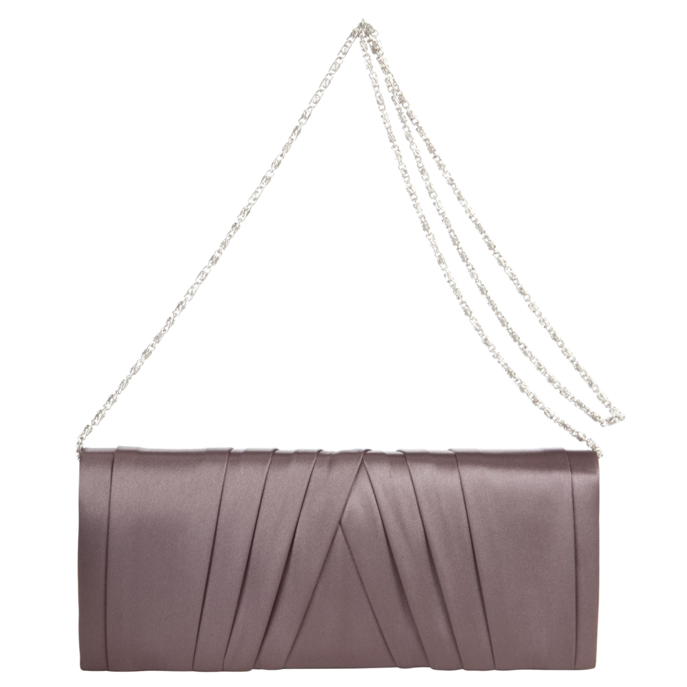 John Lewis Satin Pleat Evening Clutch Handbag, Grey