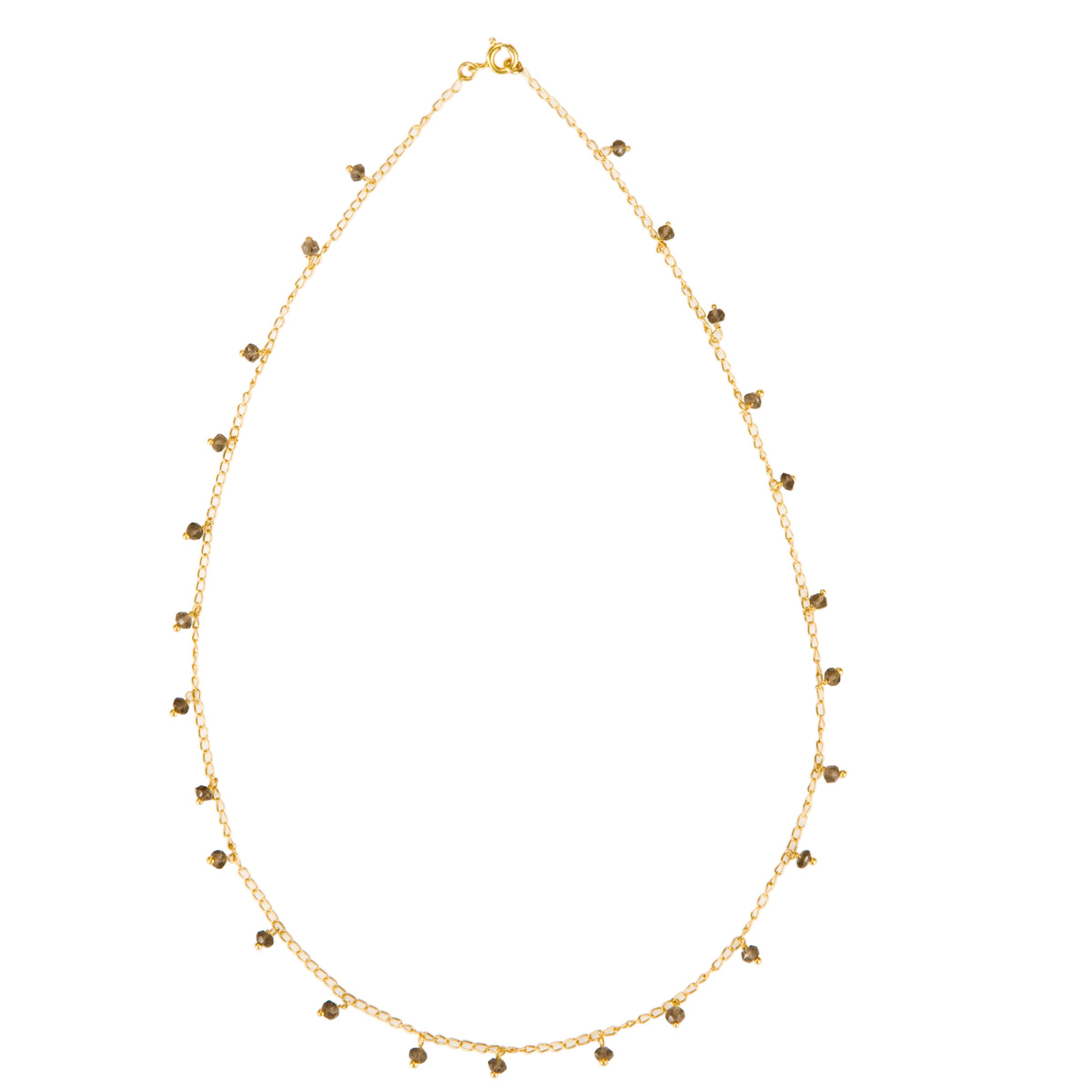 Pomegranate Gold Vermeil Quartz Chain Necklace, Grey
