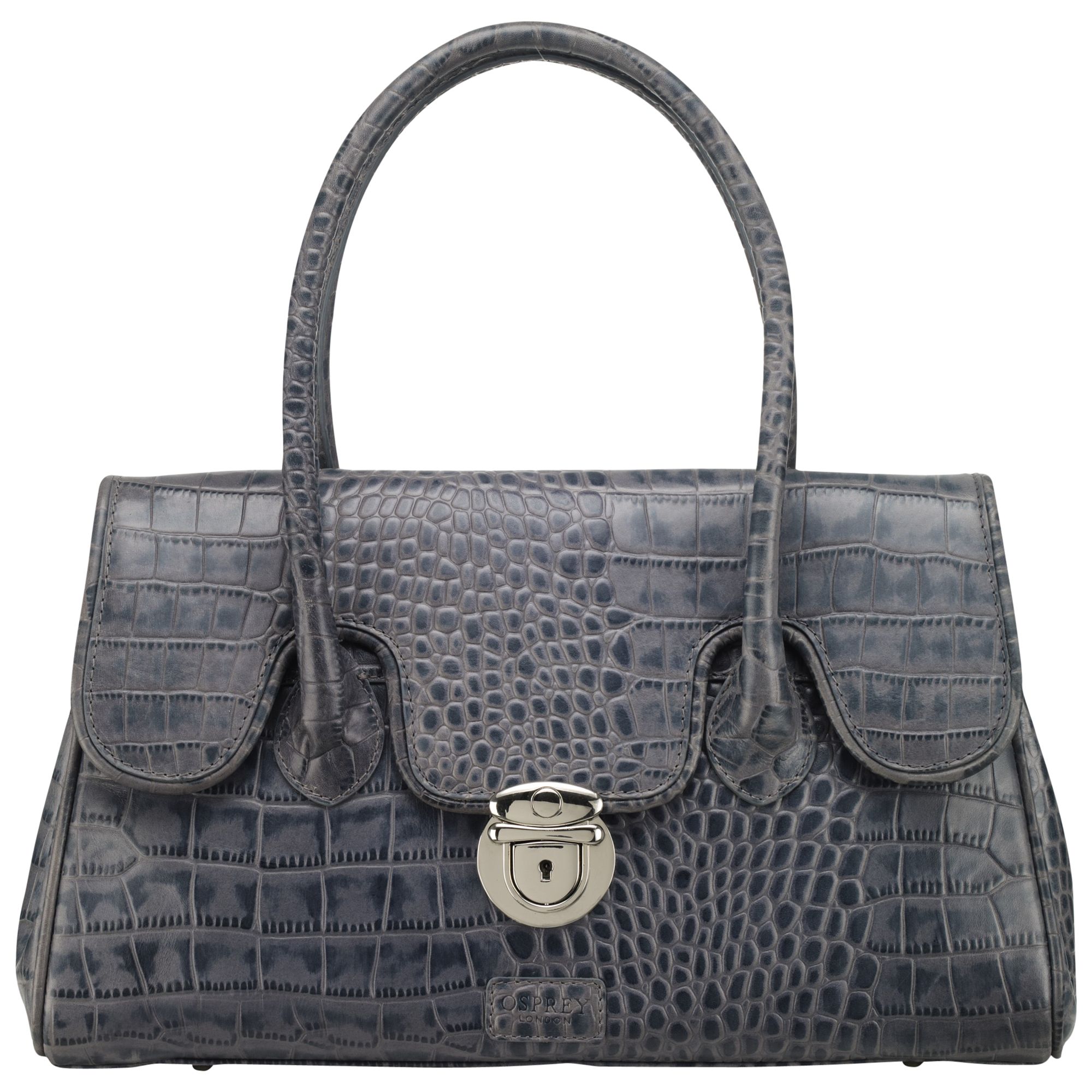 OSPREY LONDON Samba Croc Shoulder Handbag, Blue