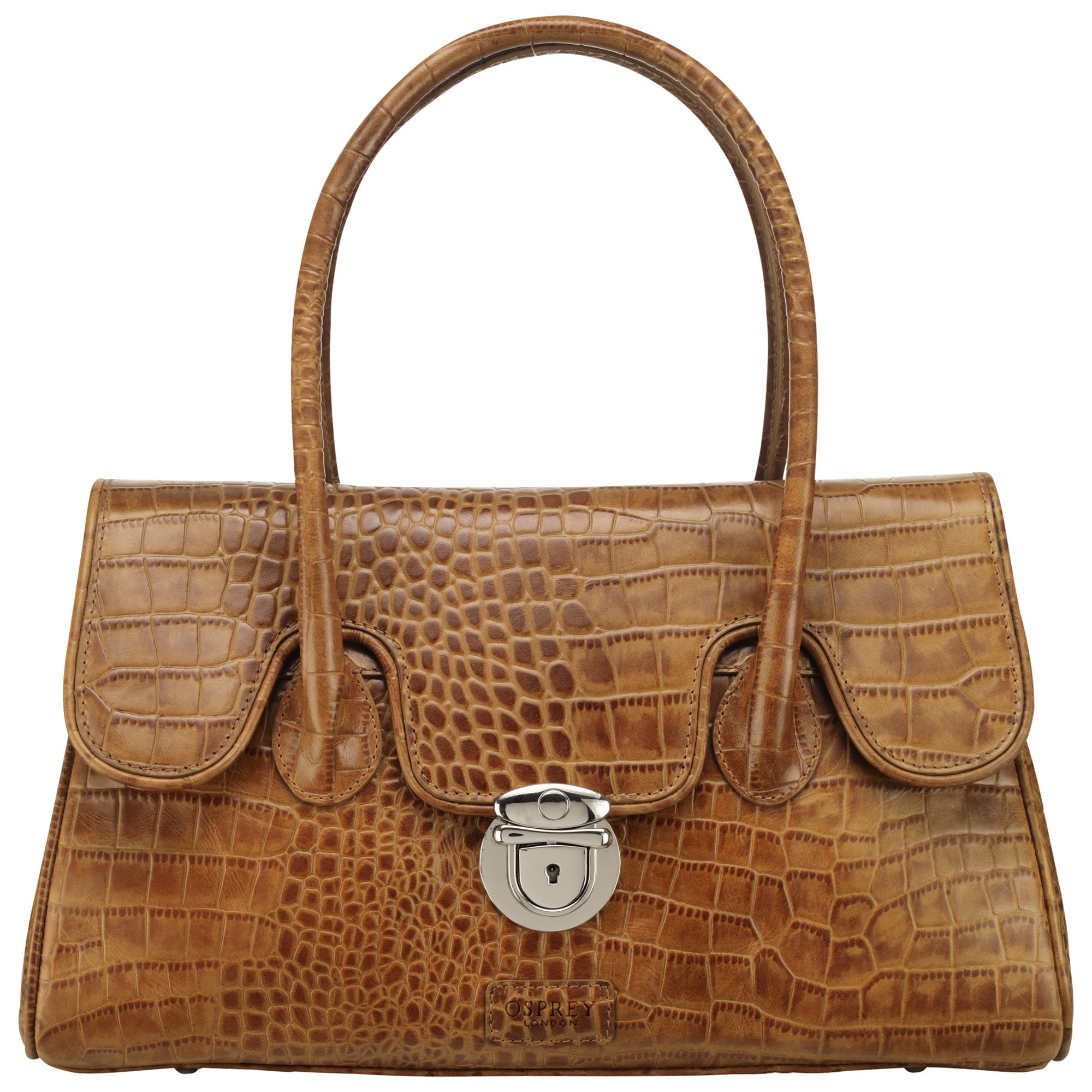 OSPREY LONDON Samba Croc Shoulder Handbag, Tan