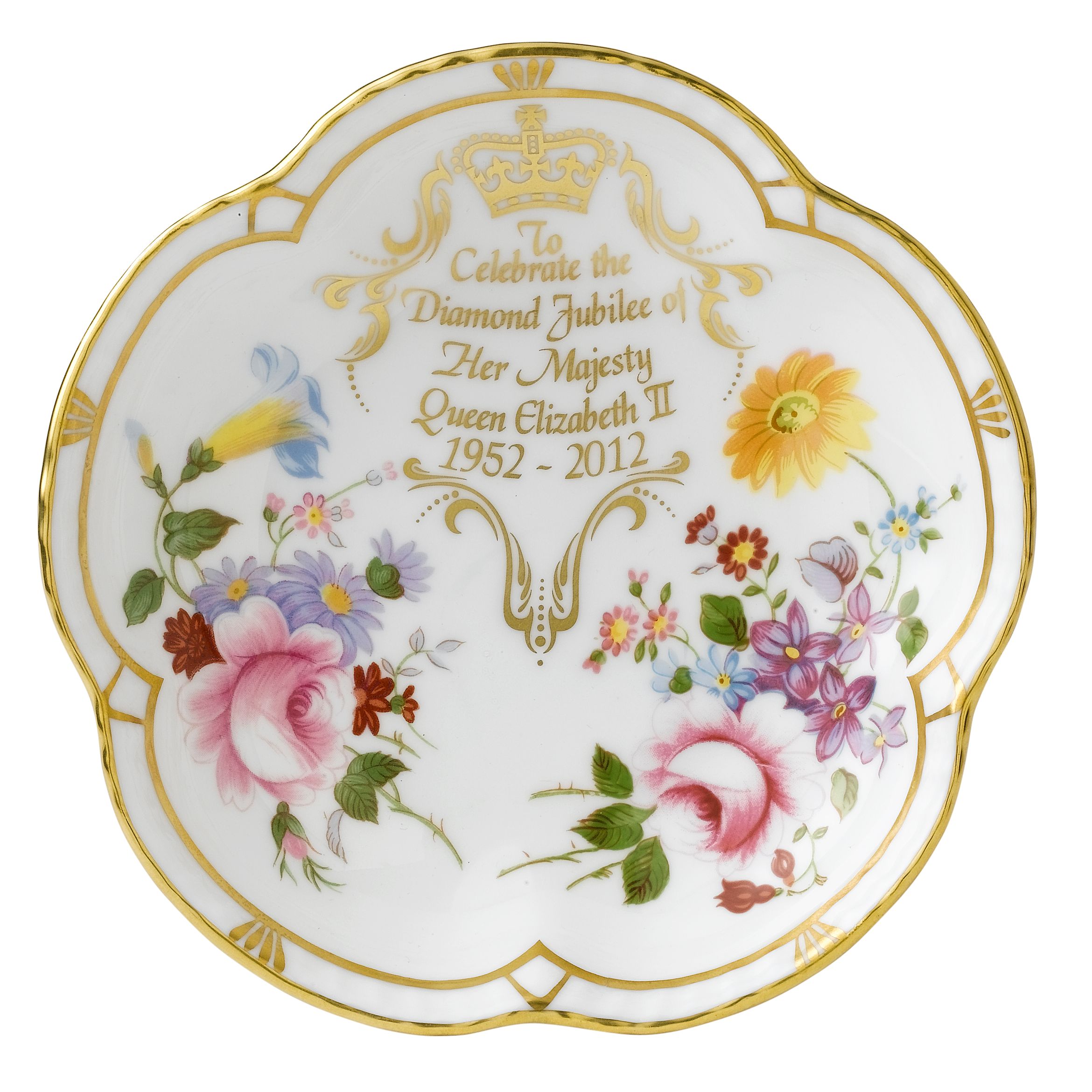 Royal Crown Derby Diamond Jubilee Posie 5 Petal Tray