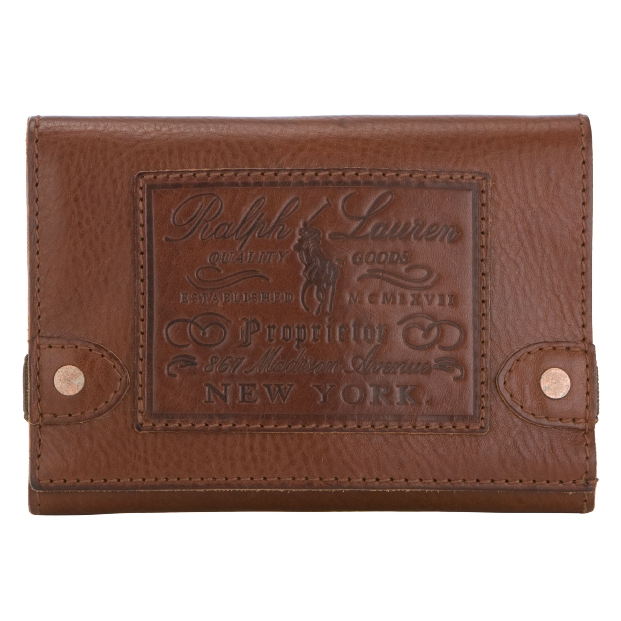 Polo Ralph Lauren Motif Tri-Fold Wallet, Brown at John Lewis