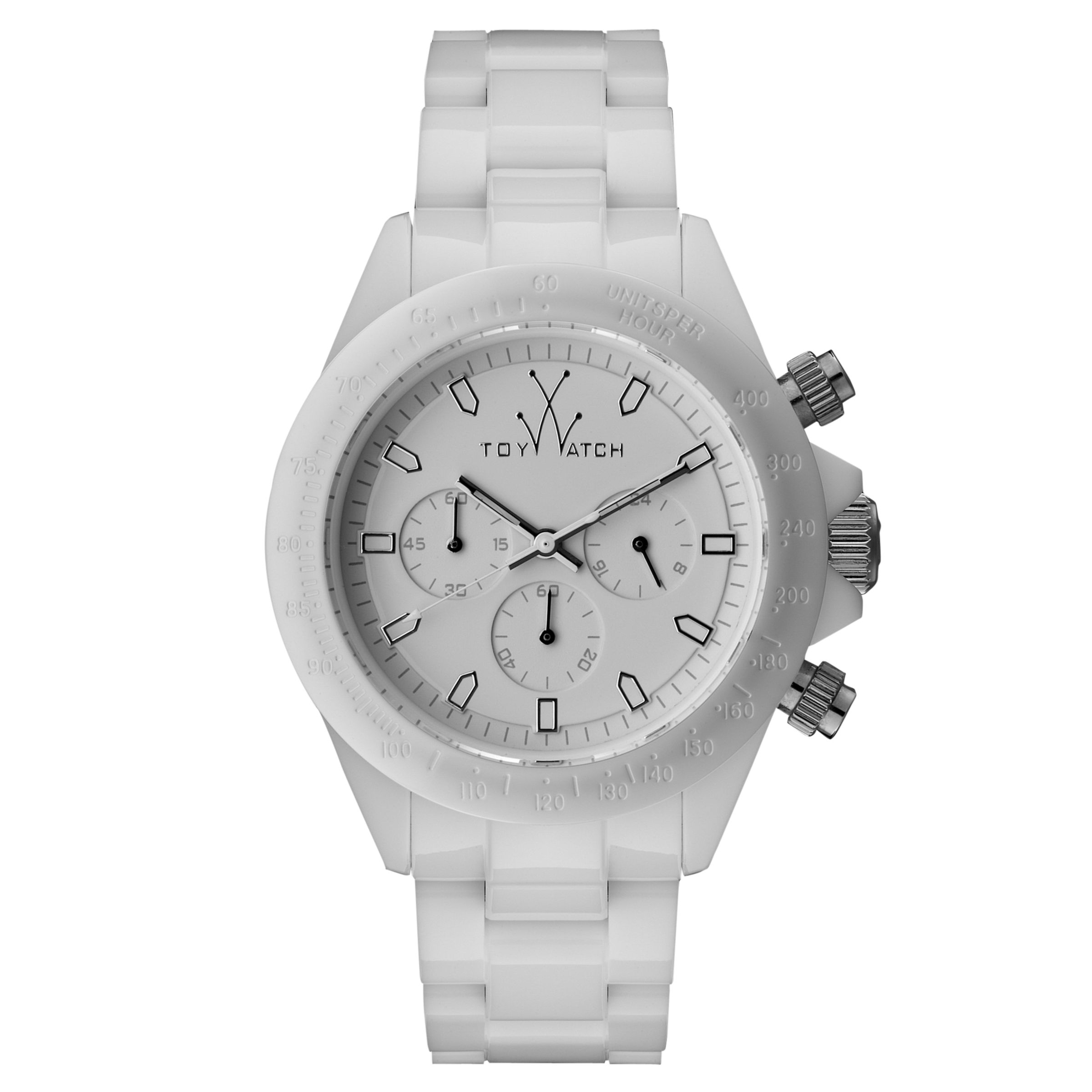 Toy Watch MO07WH Unisex White Monochrome Chronograph Bracelet Watch, White