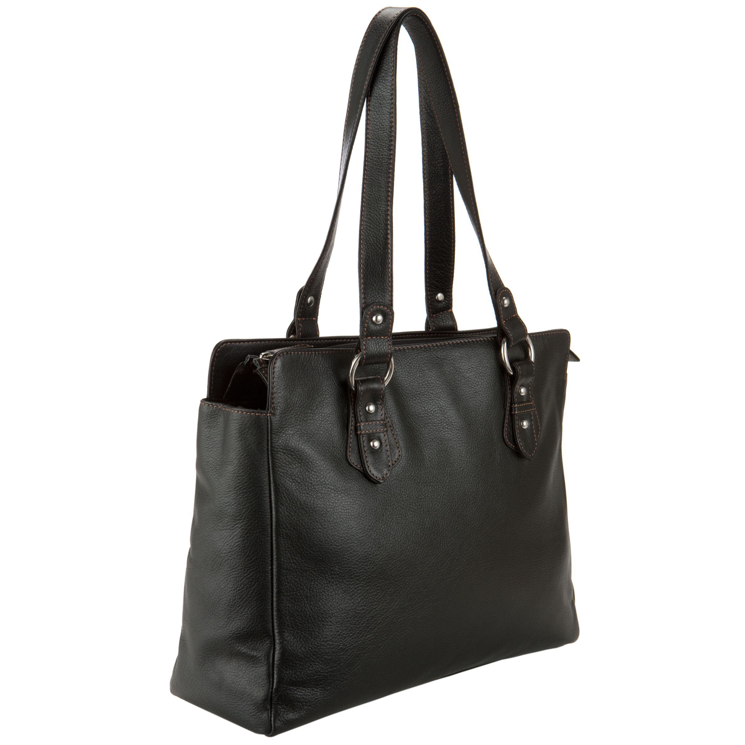 John Lewis Shopper Leather Handbag, Black
