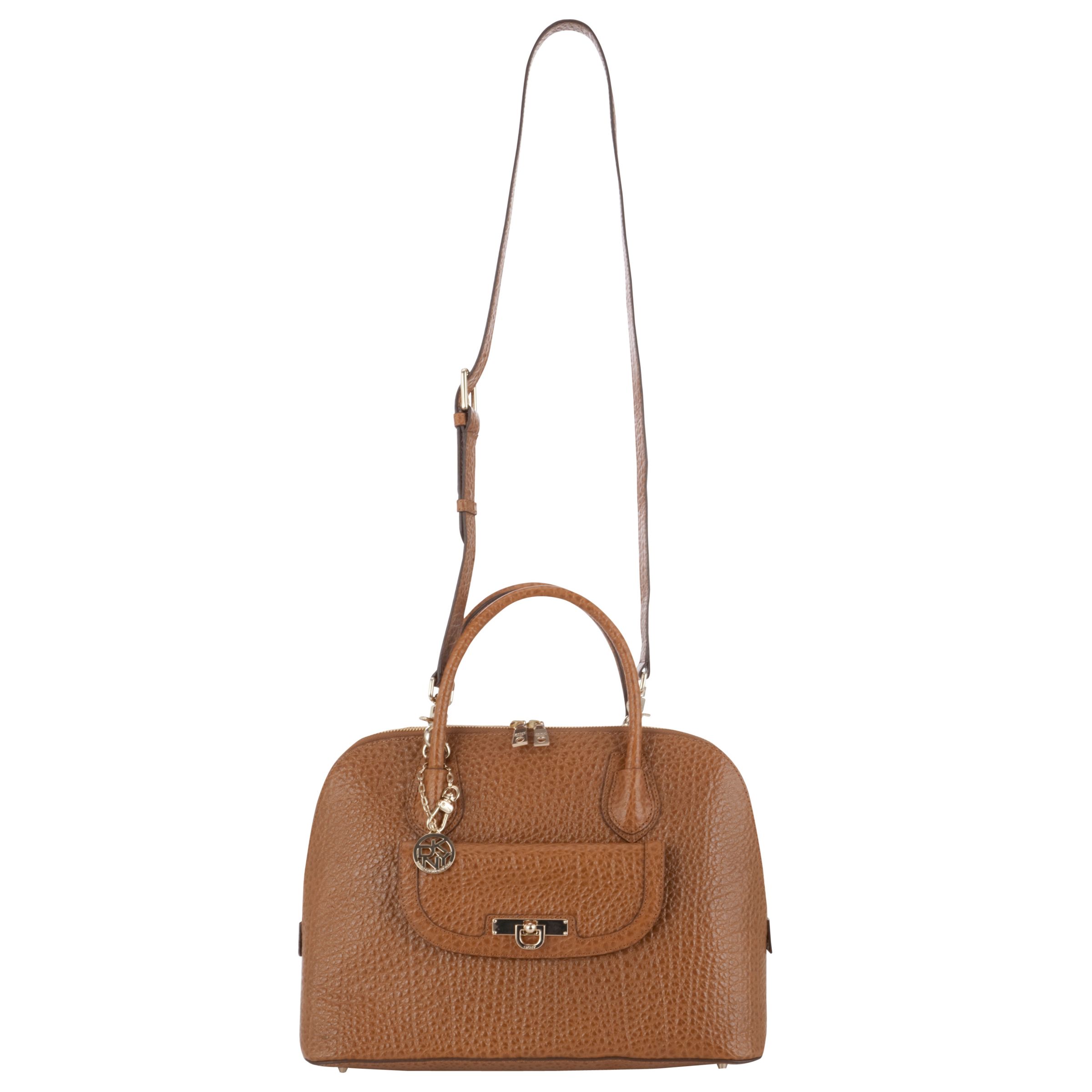 DKNY French Grain Leather Satchel Handbag, Tan