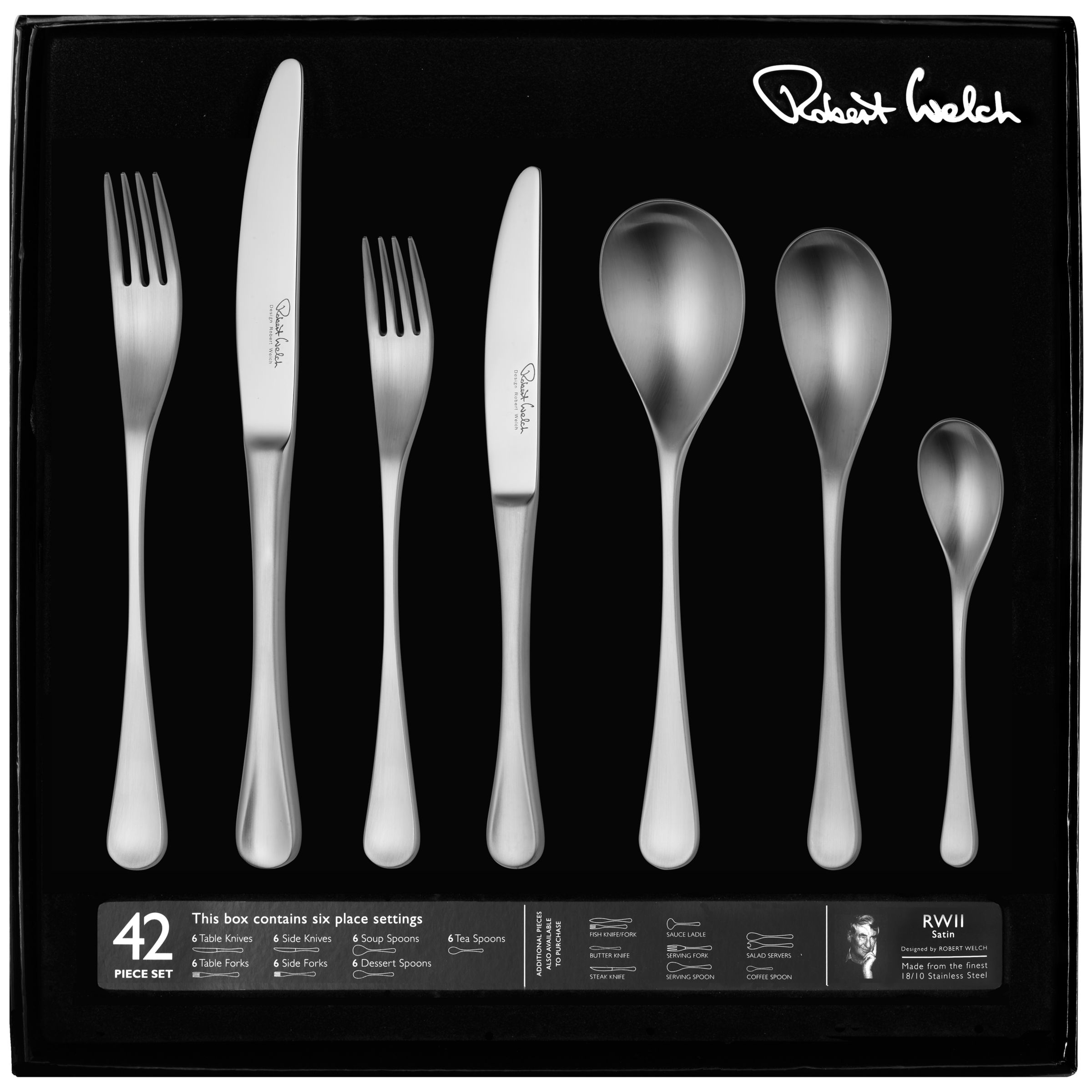 Robert Welch RWII Cutlery Set, 42 Pieces, Satin at John Lewis