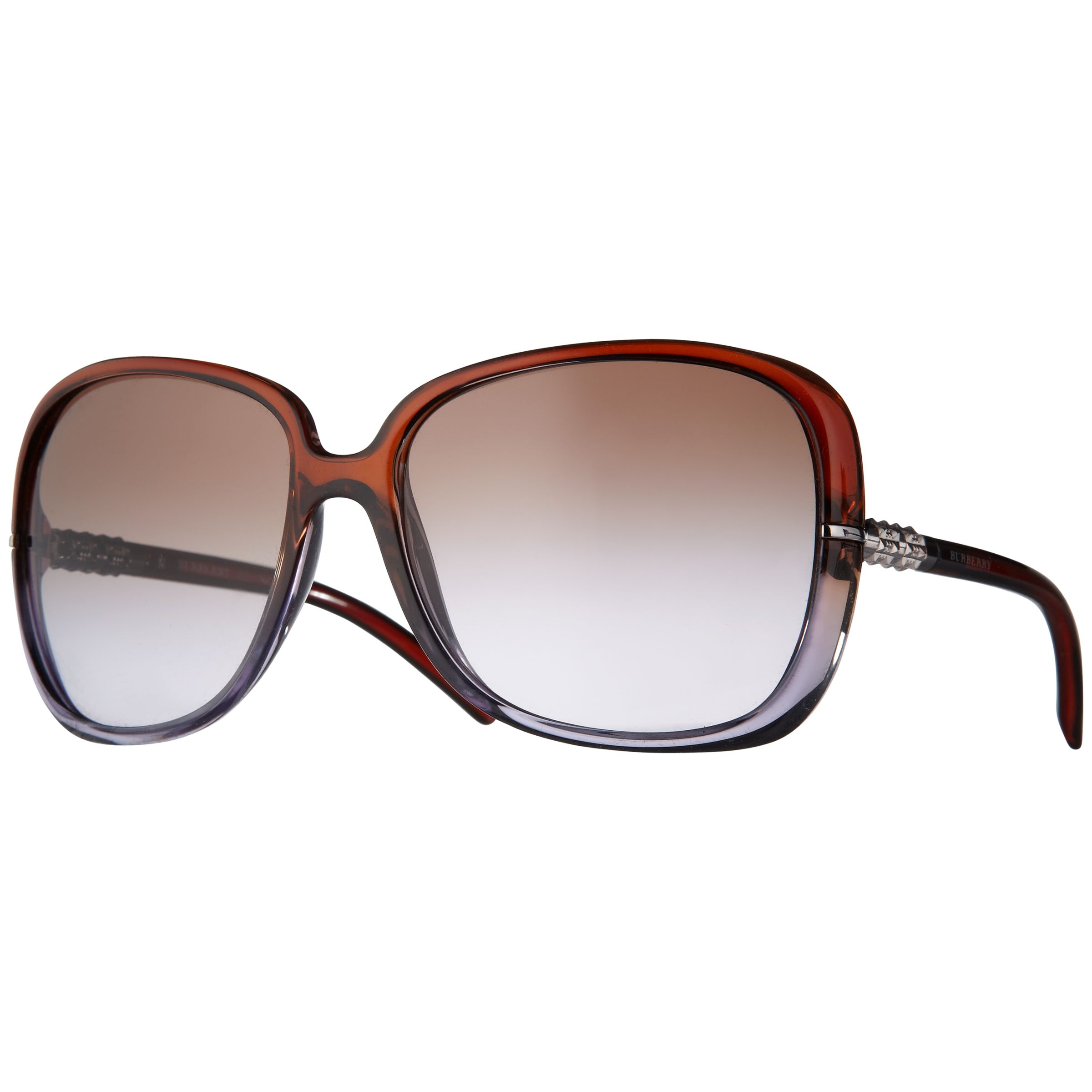 Burberry Women's Square Stud Sunglasses, Tortoiseshell/Purple at John Lewis