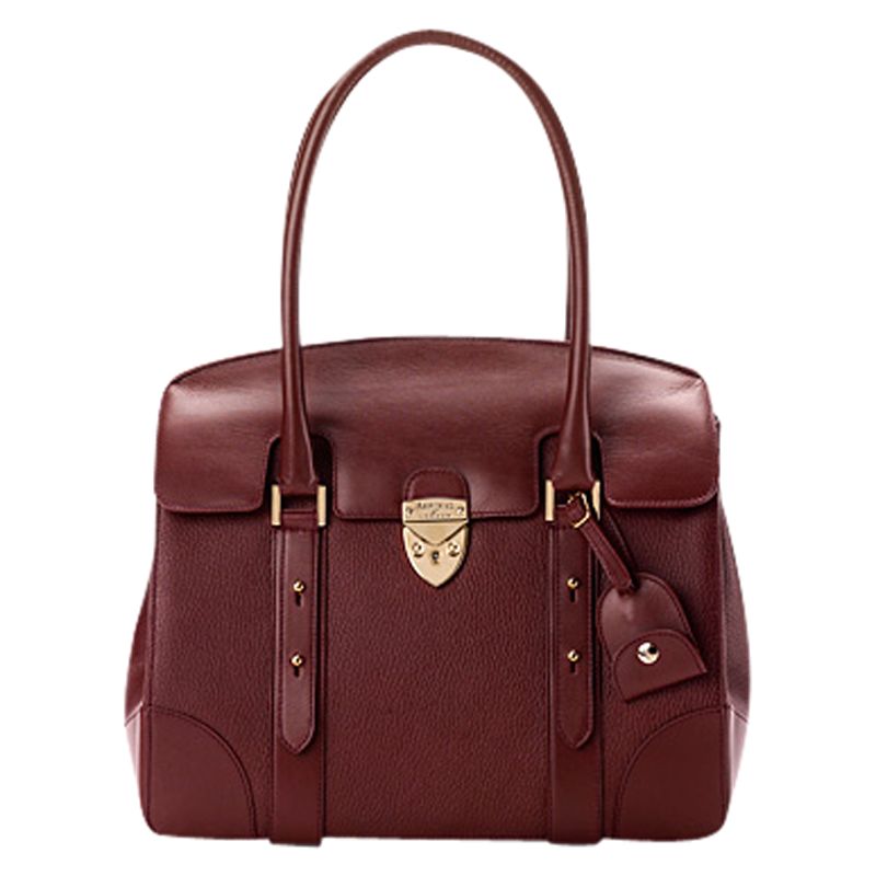 Aspinal of London Small Berkeley Leather Satchel Handbag, Red