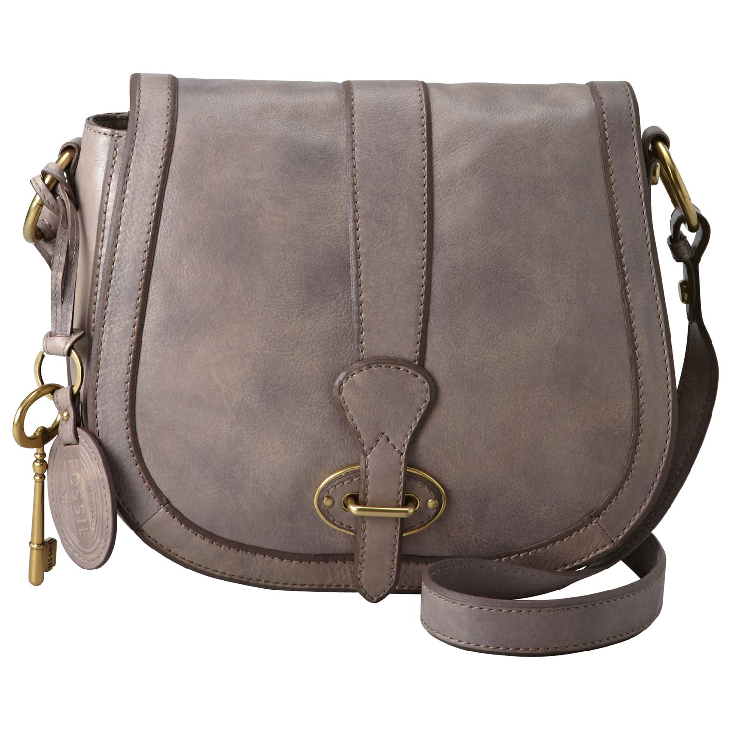 Fossil Vintage Re-Issue Flap Leather Across Body Bag, Ash at John Lewis