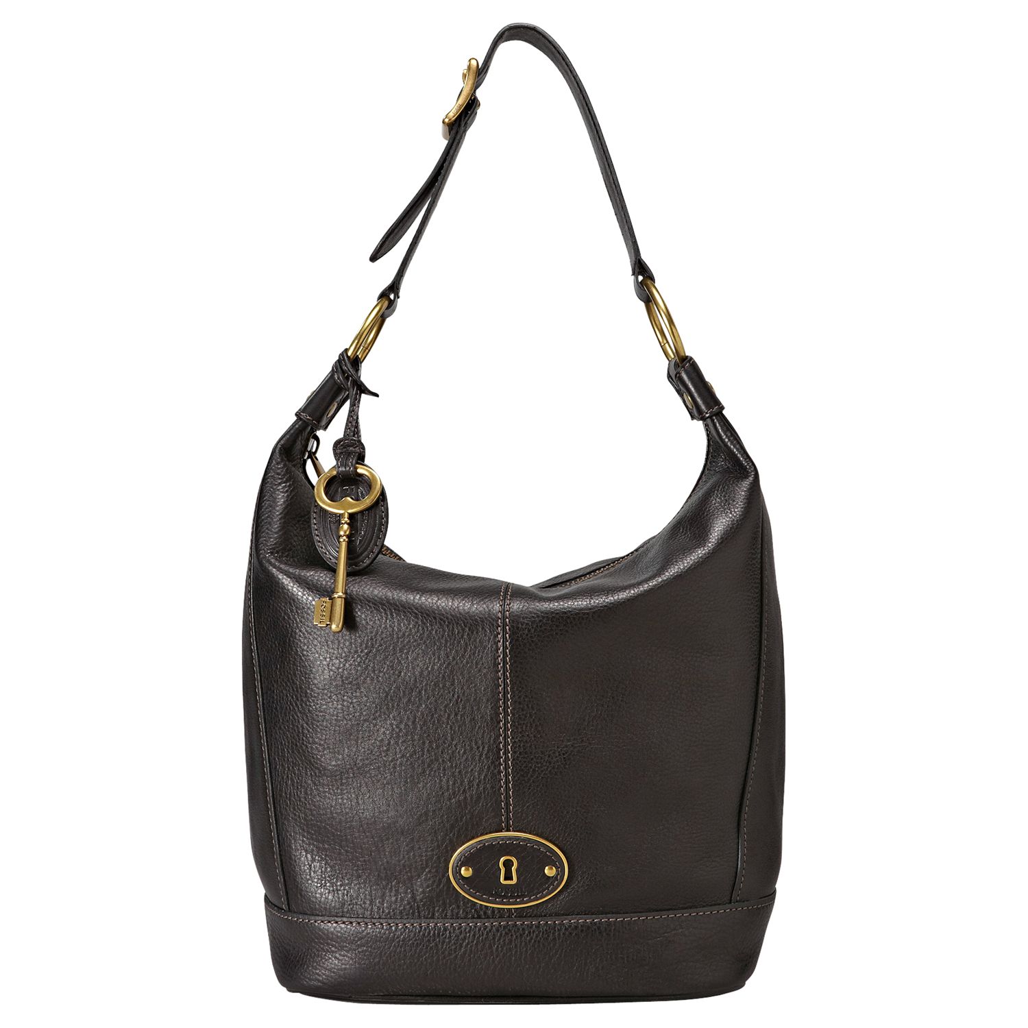 Fossil Vintage Re-Issue Leather Hobo Bag, Black at John Lewis
