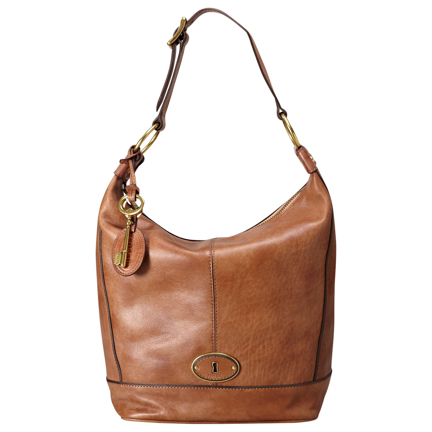 Fossil Vintage Re-Issue Leather Hobo Bag, Camel at John Lewis