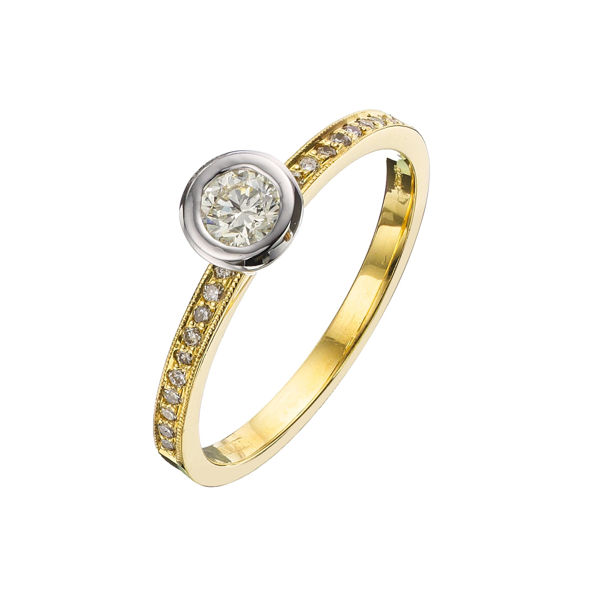 The Jacaranda Tree 18ct Yellow Gold Ilanga Diamond Solitaire and Set Shoulders Ring at John Lewis
