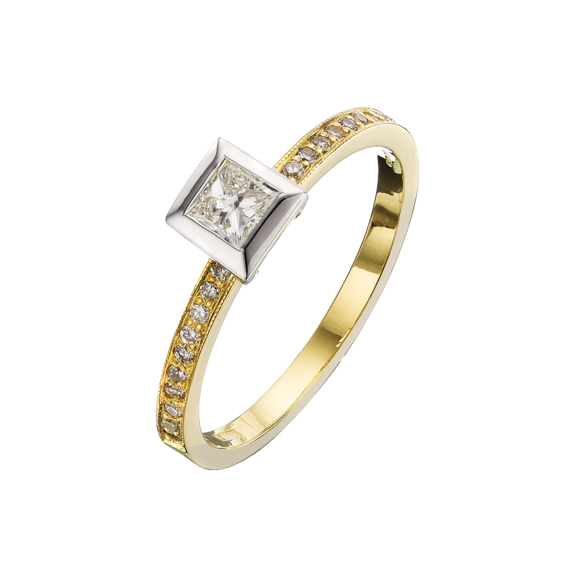 The Jacaranda Tree Ilanga Princess Diamond Solitaire and Set Shoulders Ring at John Lewis