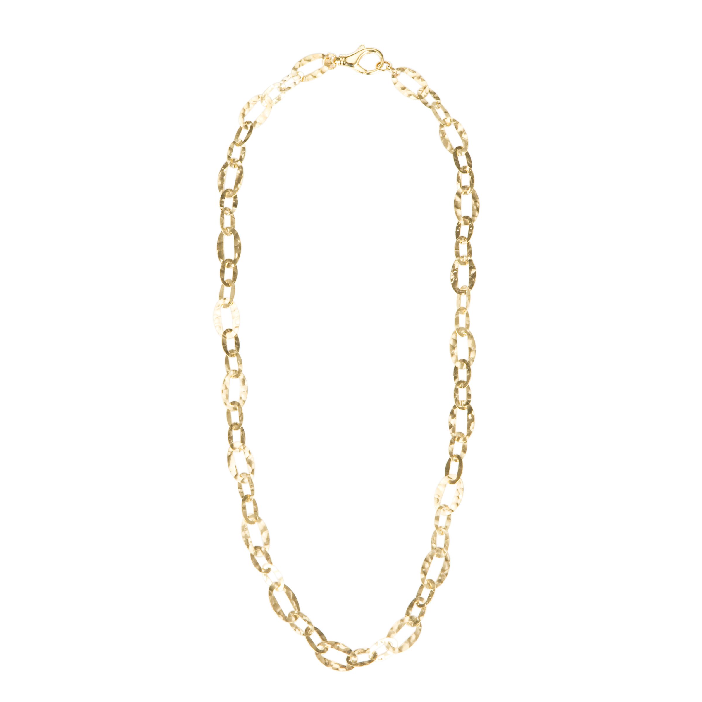 Etrusca 18ct Gold Plated Hammered Round Link Necklace