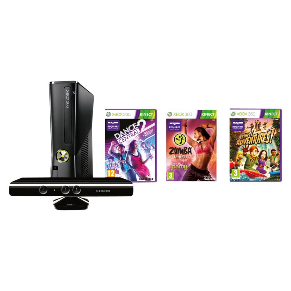 Microsoft Xbox 360 S 4GB Console with Kinect, Dance Central 2 and Zumba Games