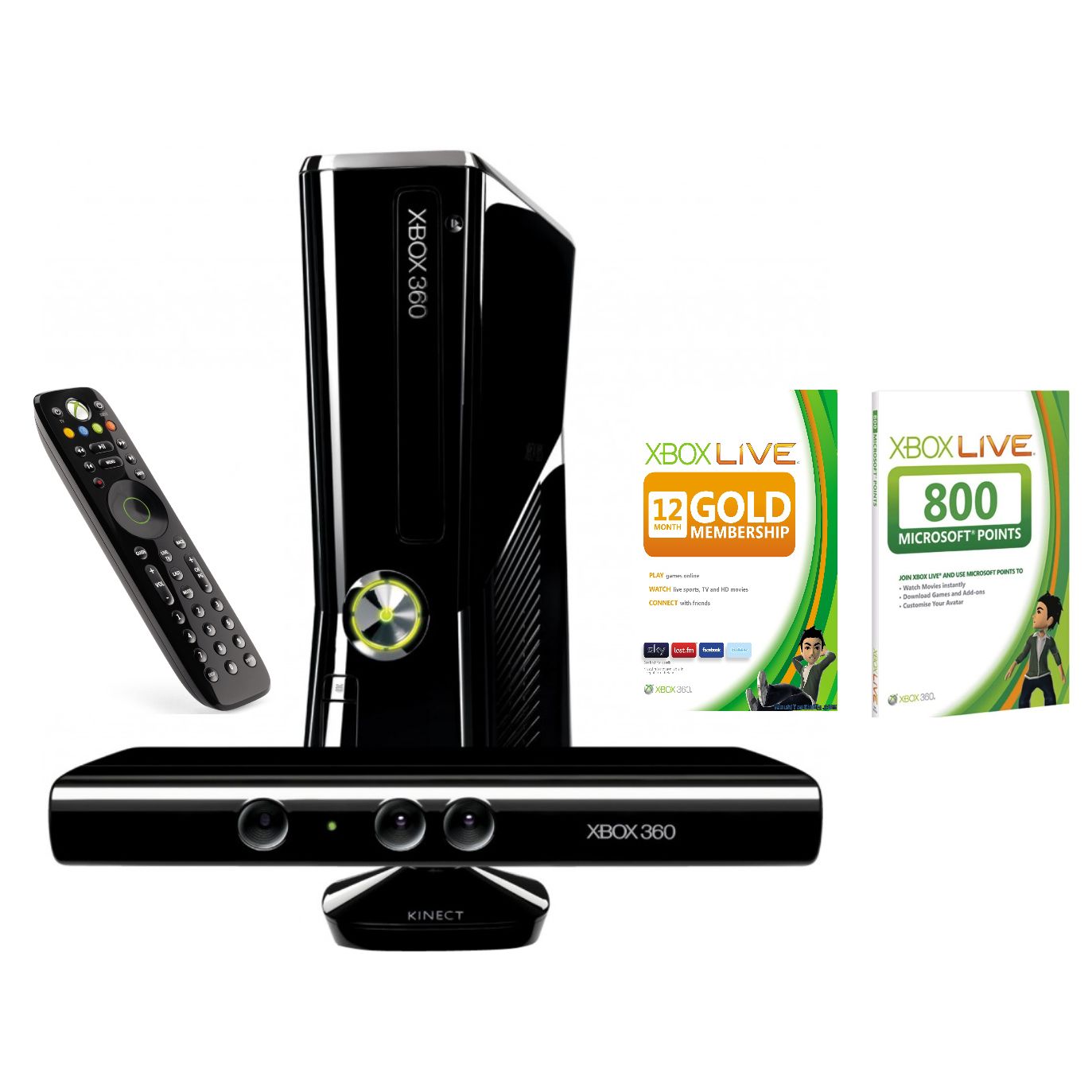 Microsoft Xbox 360 S 250GB Console, Kinect Senor, 12 months Live Membership & Media Remote at John Lewis