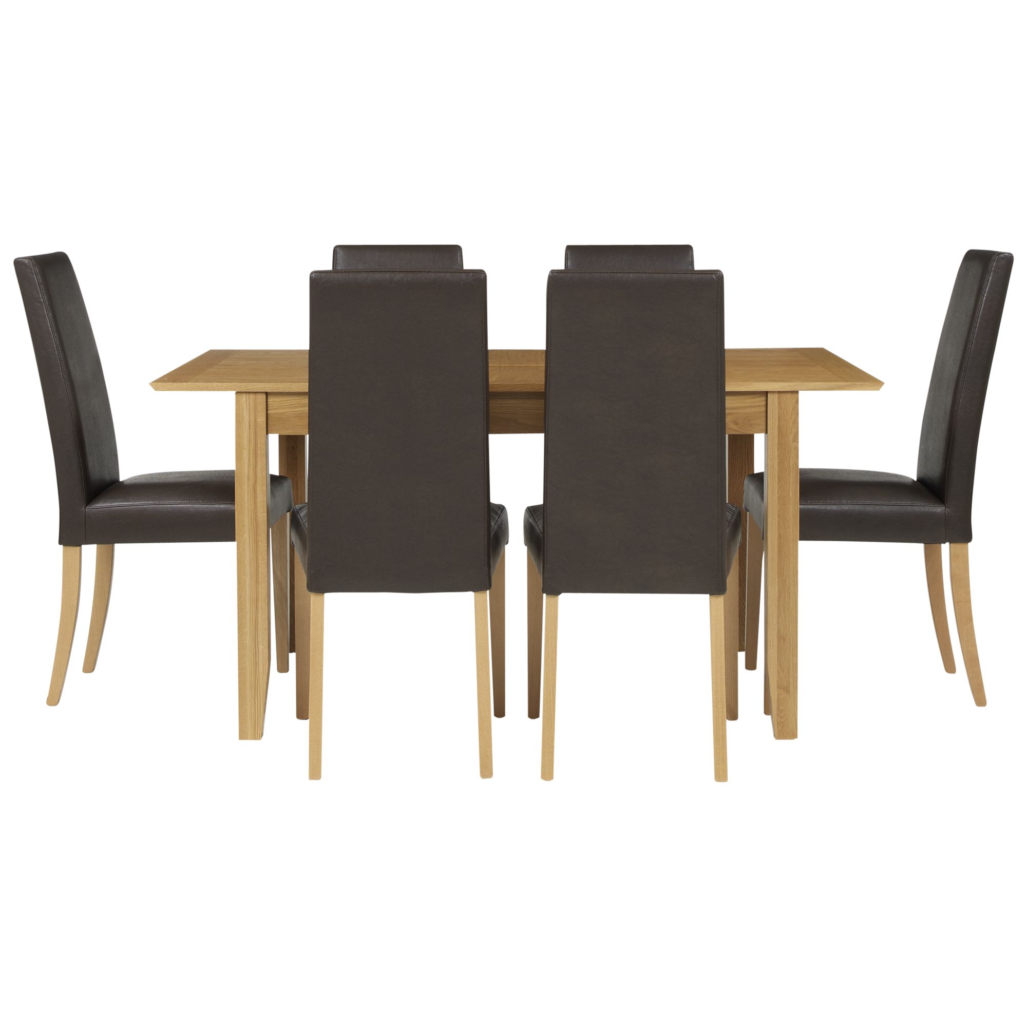 John Lewis Ellis Light Oak Extending Dining Table and 6 Lydia Chairs, Chocolate, width 46cm