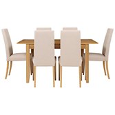 John Lewis Ellis Light Oak Extending Dining Table and 6 Lydia Chairs, Fawn, width 46cm