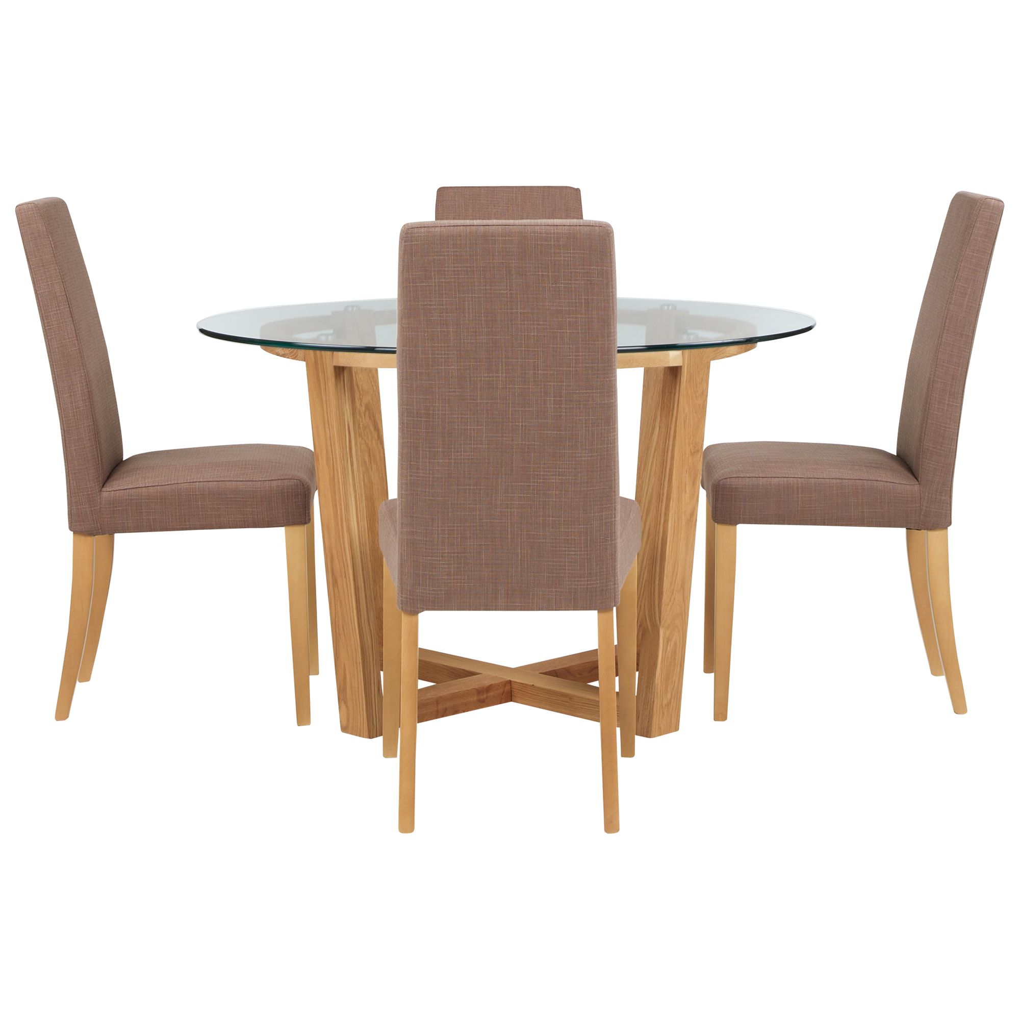 John Lewis Gene Round Dining Table and 4 Lydia Chairs in Mocha, width 120cm
