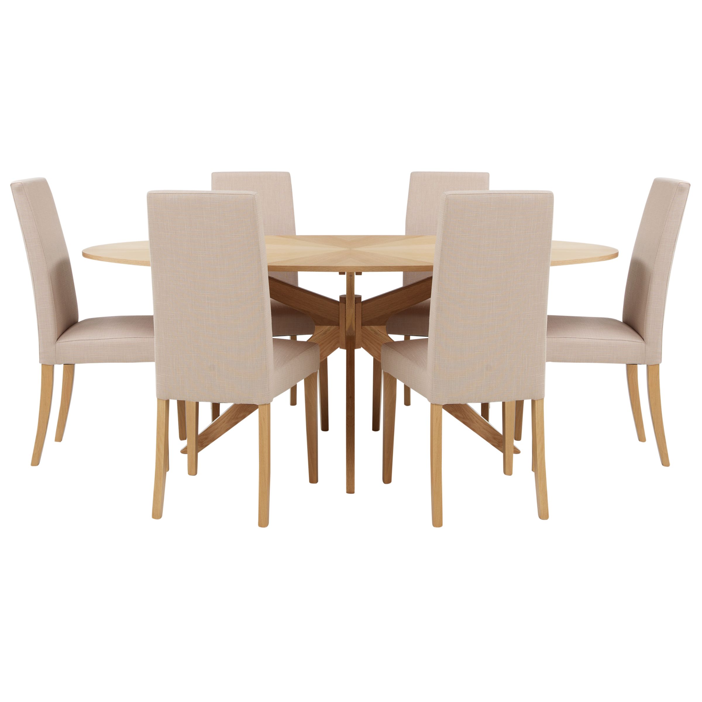 John Lewis Rigby Large Dining Table and 6 Lydia Chairs in Fawn, width 190cm
