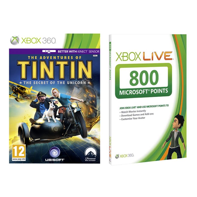 The Adventures of Tintin The Secret of the Unicorn Game for Xbox 360 with 800 Xbox 360 Live Points