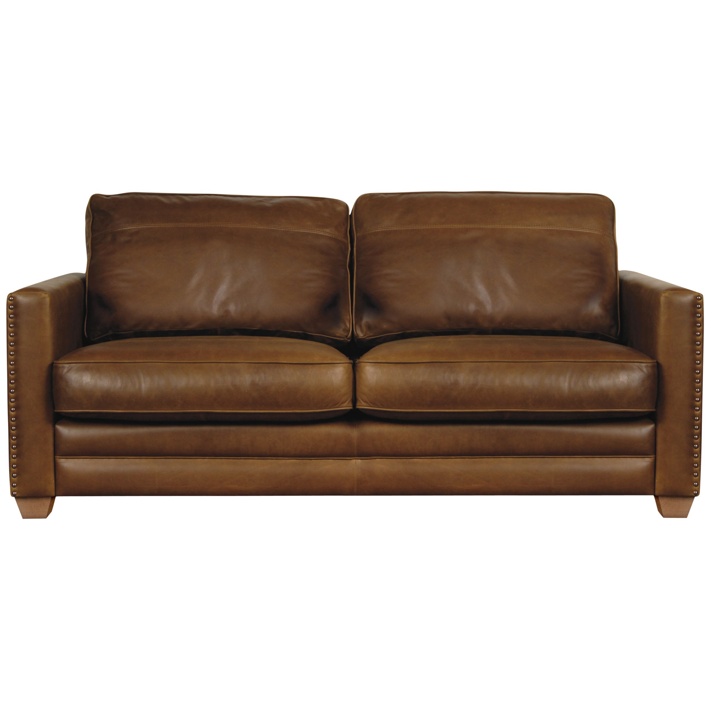 John Lewis Hudson Large Leather Sofa, Light Leg at John Lewis