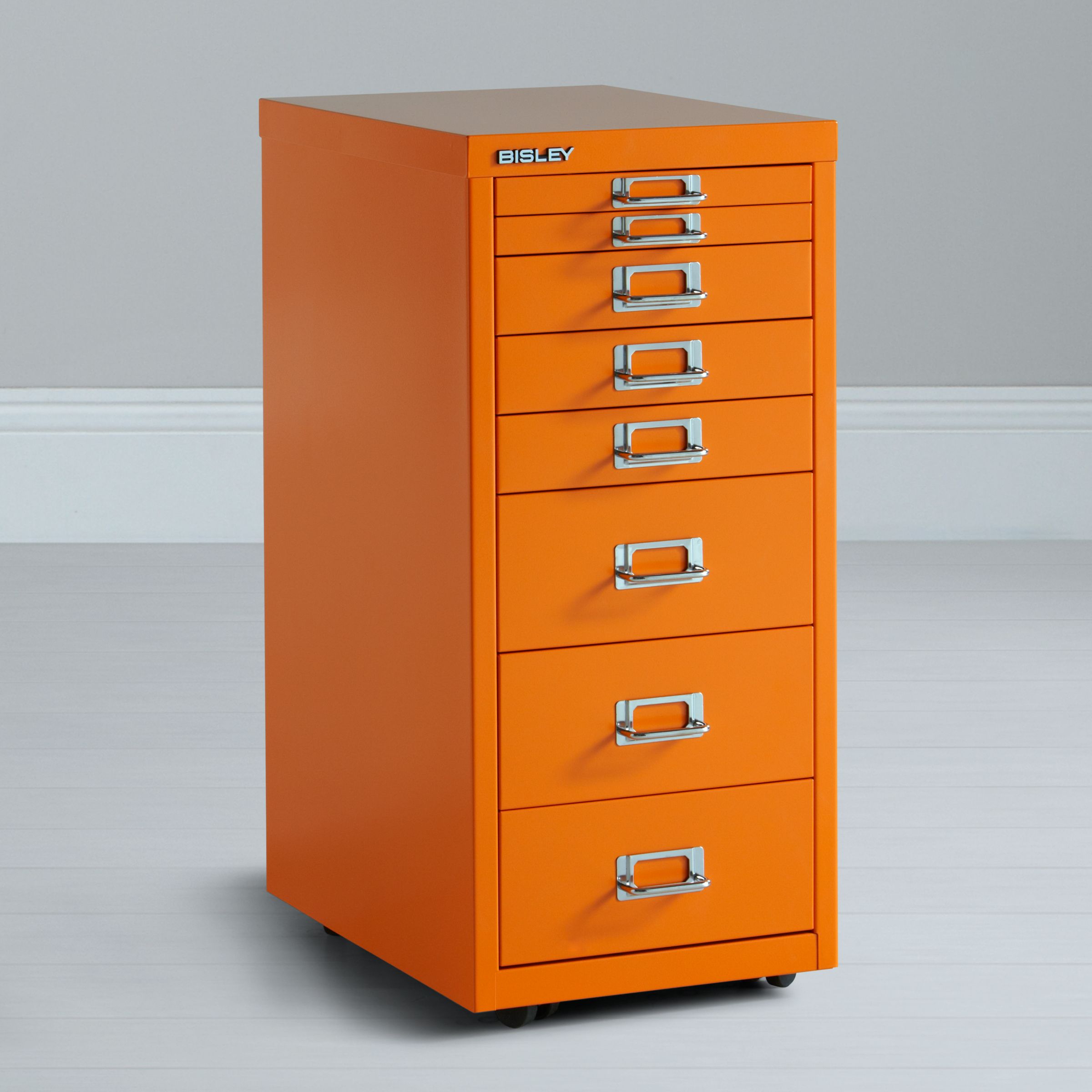Bisley Non-Locking Under Desk Mutidrawer, Orange, width 28cm