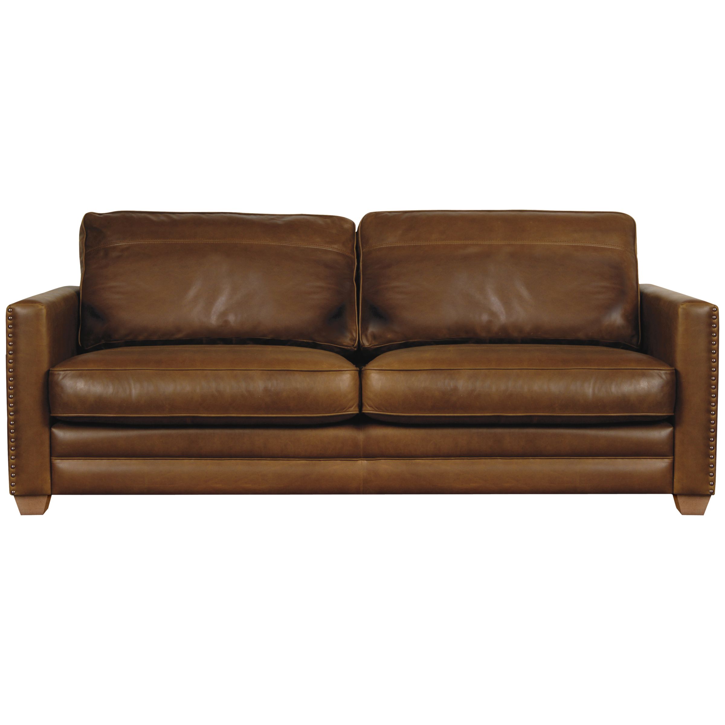 John Lewis Hudson Grand Leather Sofa, Light Leg at John Lewis